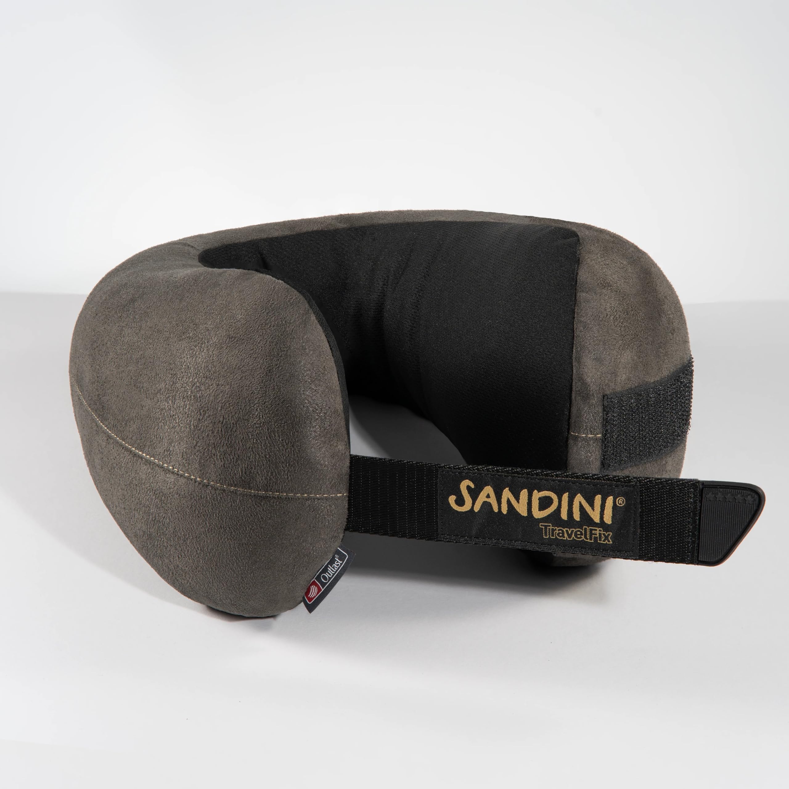 SANDINI TravelFix Ergonomiczna podróżna poduszka pod kark, rozmiar Flexi (XL) - mikrofibra - w różnych kolorach, mikrofibra, Outlast/Edel-Mikrofaser ANTHRAZIT, S/M/L Regularny rozmiar: pasuje do S-L
