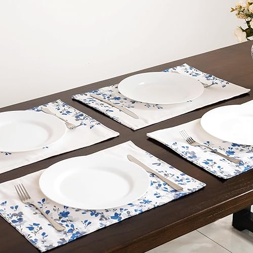 Miniatura 2 de Juego de 4 manteles individuales con estampado de flores de acuarela para mesa de comedor de 12 x 18 pulgadas, para decoración de cocina,