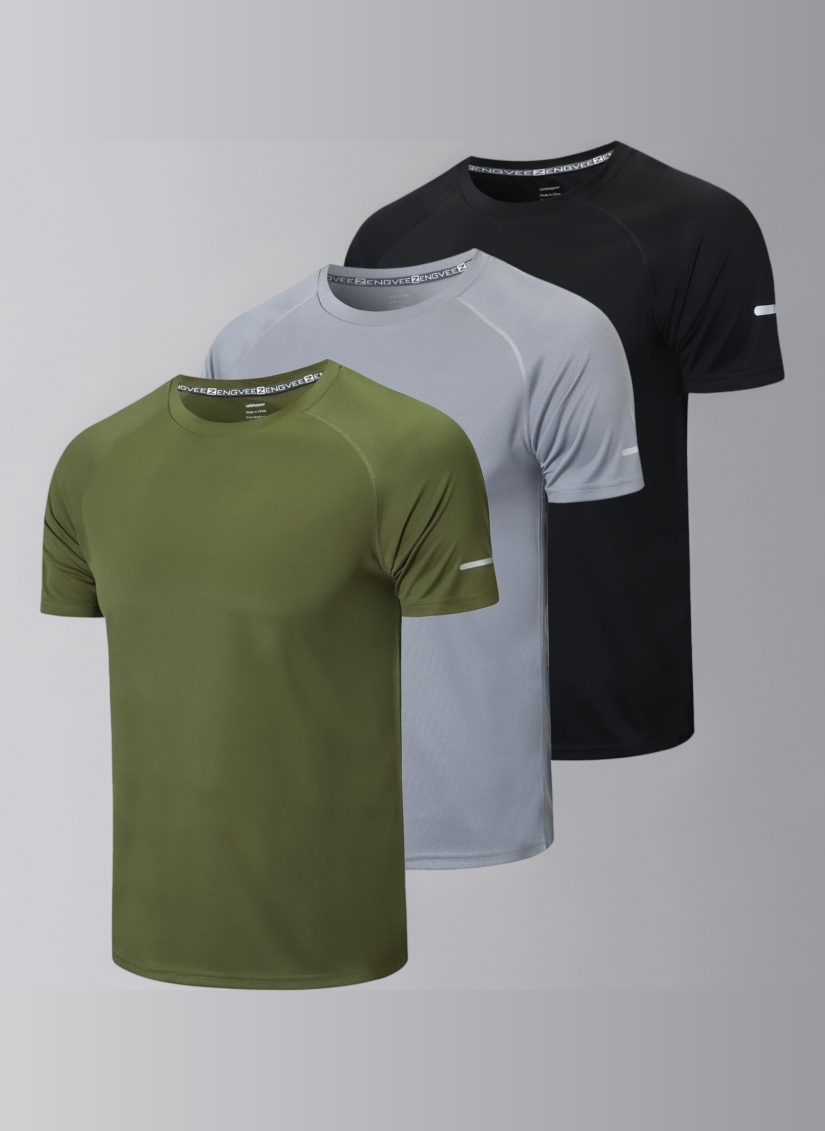 Gaiatiger 1/3 Pack Mens T-Shirts Quick Dry Short Sleeve Tops Moisture Wicking Active Athletic Running Work Shirts