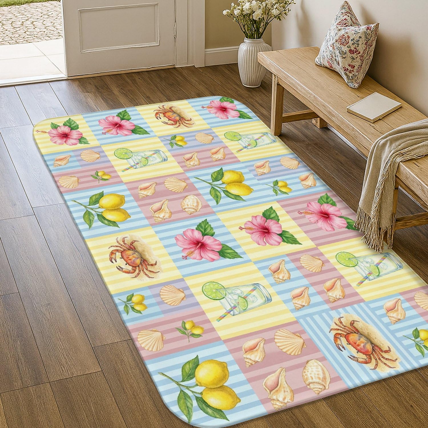Tapis crabe en éponge poils courts lavable pour cuisine et buanderie