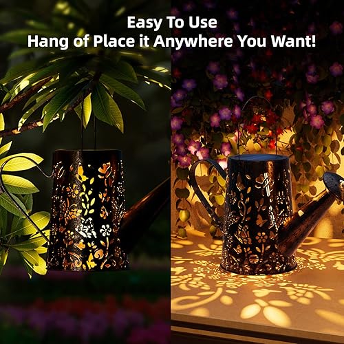 Miniatura 2 de Solar Watering Can with Lights,NewRelease Christmas Hanging Waterfall Lights Garden Décor with Shepherd Hook for Yard Lawn Patio Walkway Pathway