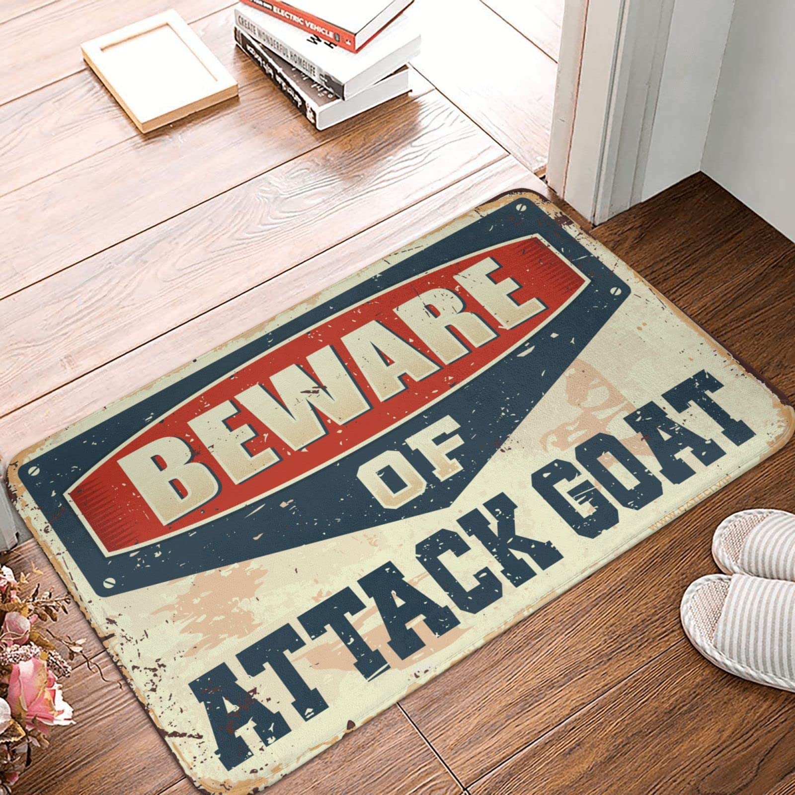 Tapis rétro Beware Of Attack pour protéger entrée de ferme