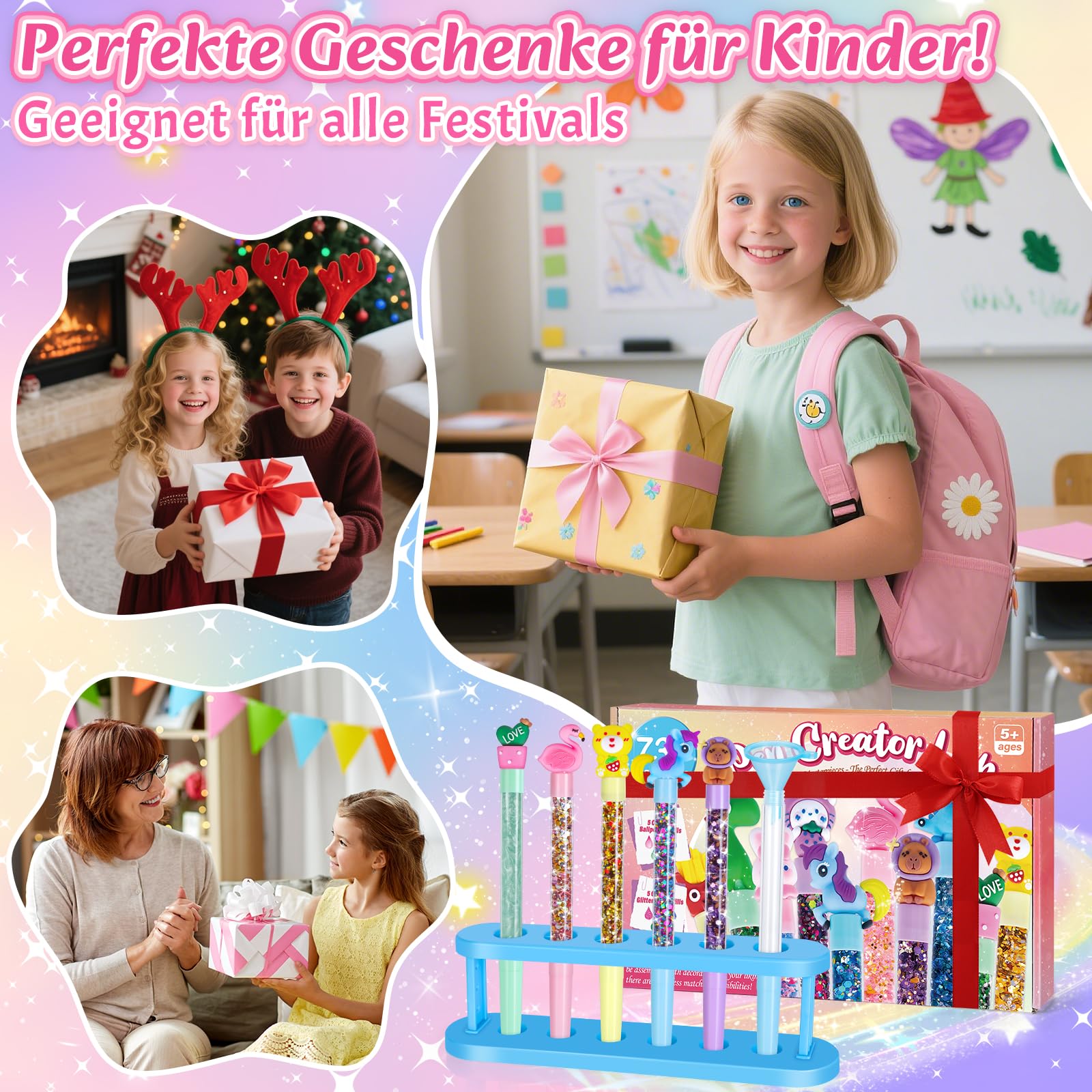 Kazzley Stifte Selber Machen Set mit 73 Zubehör, DIY Stifte Set, Bastelset Kinder ab 6 Jahre, Basteln Kindergeburtstag Geschenkideen Einschulung Geschenk für Mädchen Junge ab 5-12 Jahre