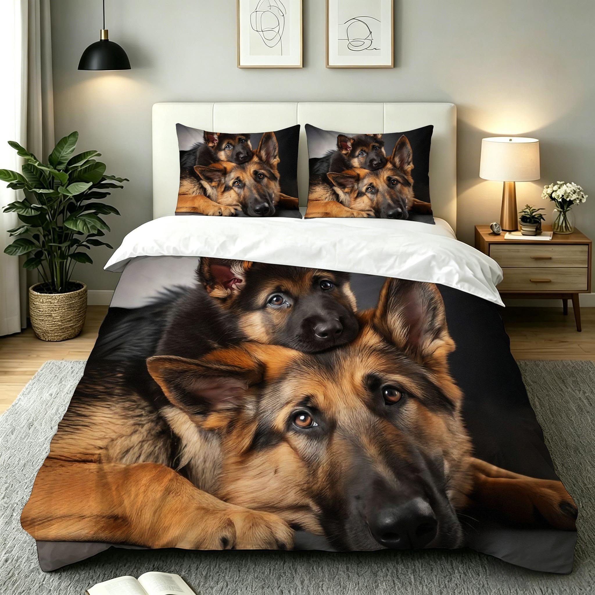 Copripiumino Matrimoniale Cane Giallo 260x240, ZW588 | Traspiranti Durevoli Microfibra, per Tutta la Famiglia, Matrimoniale, per Tutte le Stagioni, con 2 Federe 50x80 cm
