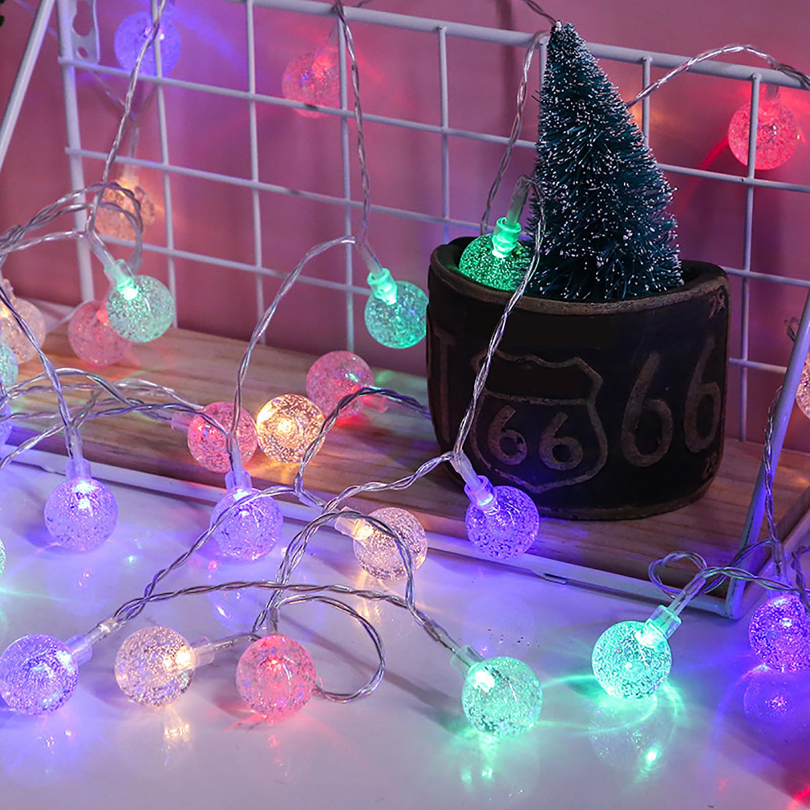 LED-Camping-Lichterkette für den Außenbereich, Schneeflocke, Weihnachts-Lichterkette, Zeltlichter für Halloween, Party, Dekoration, Garten, Hof, Restaurant (Batterie, 20 LEDs, farbige