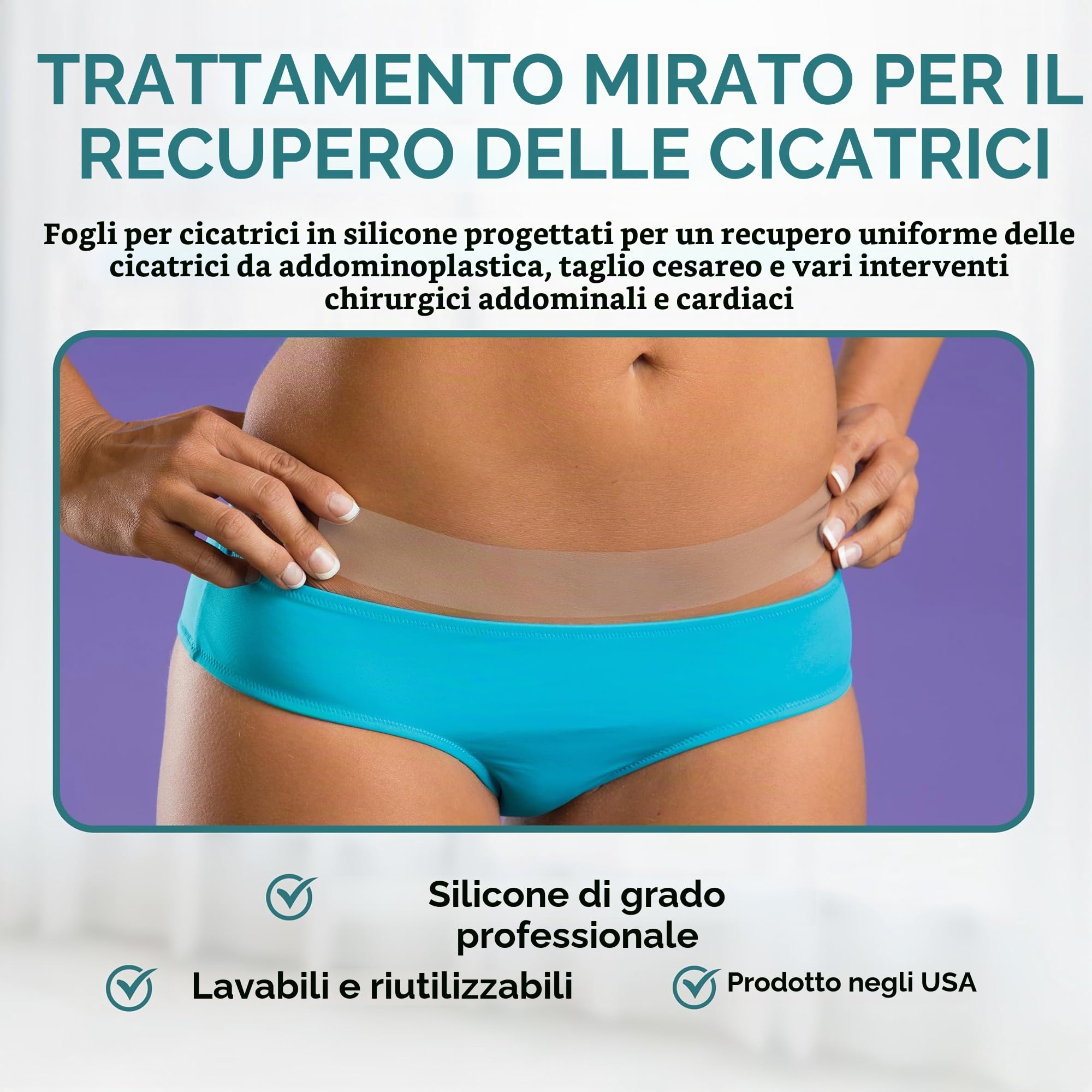 BIODERMIS - Cerotti Silicone per Cicatrici | Riduce Cicatrici Chirurgiche e Ustioni | Riutilizzabili e Adattabili | Rende la Pelle più Chiara e Morbida | 3,6 x 29 cm, Silicone