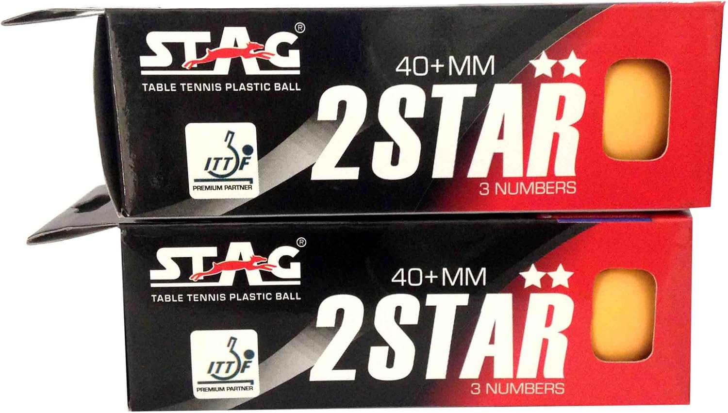 STAG Two Star Plastic Table Tennis Ball, 40mm Pack of