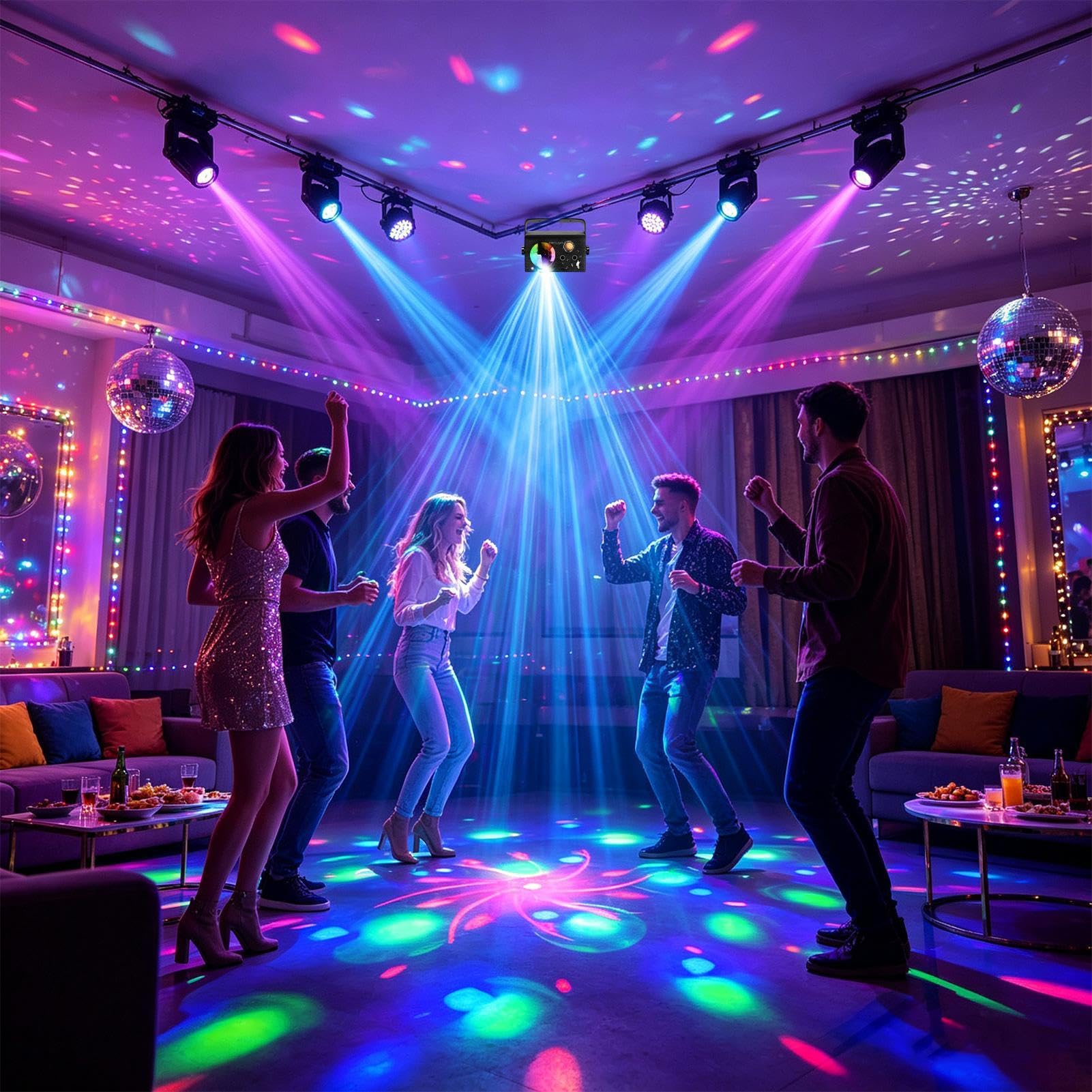 Luces de fiesta de DJ: luz estroboscópica LED activada por sonido y bola de