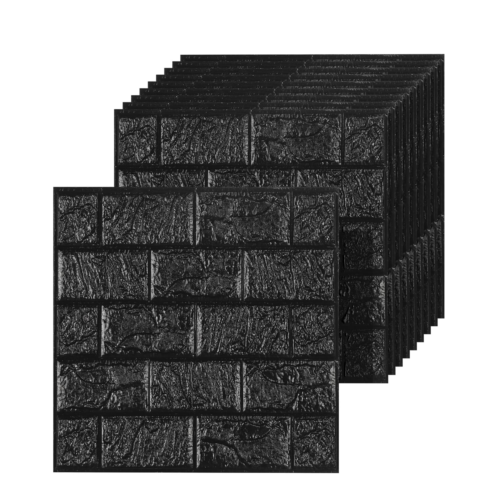 40 PCS 3D Wall Panels Peel and Stick Faux Foam 11.8"*11.8" Black Brick Wallpaper for Walls 3D Wall Tiles Faux Brick Paneling Self-Adhesive Wallpaper for DIY Interior Wall Decor
