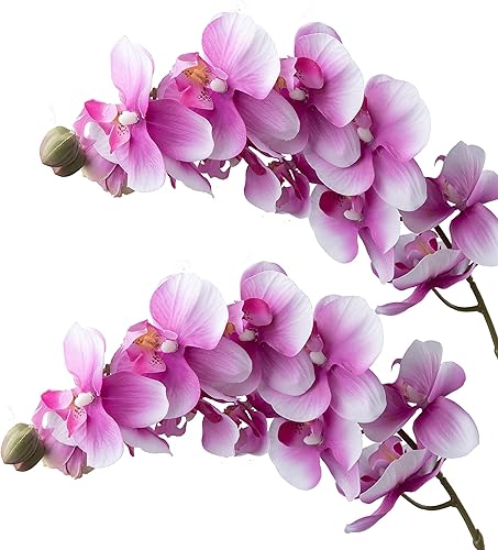 cn-Knight Flor artificial de 28 pulgadas de largo, orquídea mariposa de gran tamaño, realista, orquídea de polilla de tacto real, para boda, novia,