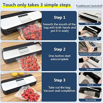 Vacuum Sealing Machine, Automatic Food Sealing Machine. Air Sealing System for Vacuum Bag/Can Food Preservation, Wet and Dry Mode, Dual Pump Suction85kpaFully Automatic Cap-Free, 16-Piece Starter Kit
