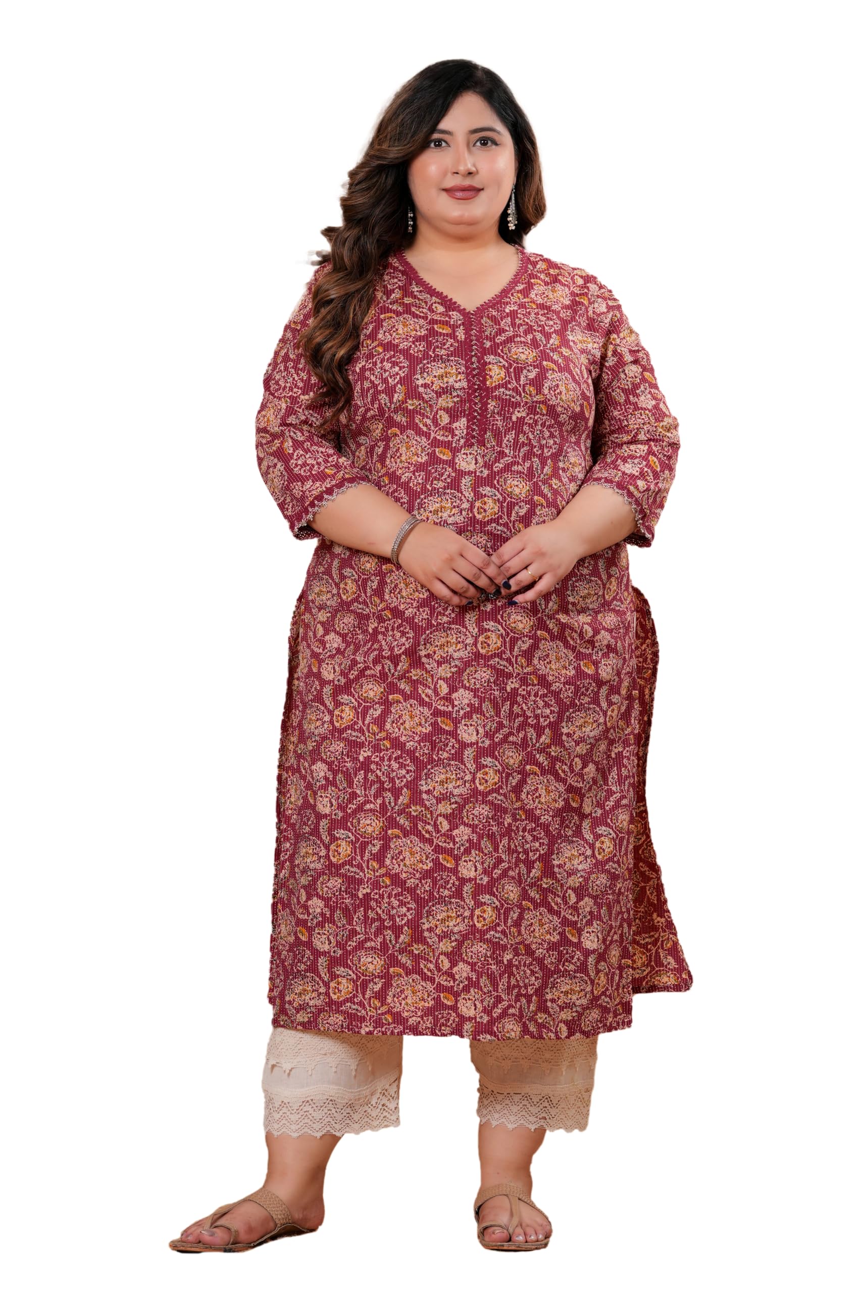 labuly Plus Size Women Pure Cotton Kurta with Kantha and Lace Work | Embroidery Work Kurta for Woman Upto 8XL | Pure Cotton Casual Wear Kurti for Girls-picture-32