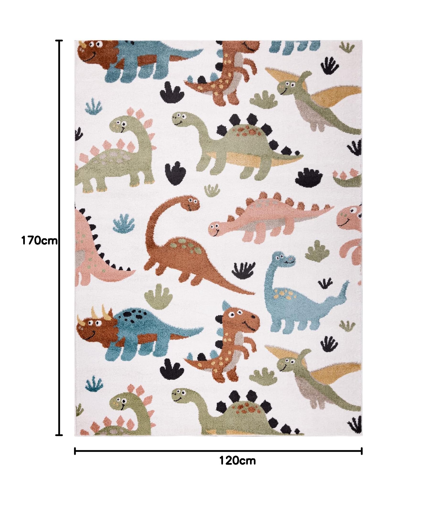 Dywan Fun Dino dla dzieci, dinozaur kremowy 120 x 170 cm
