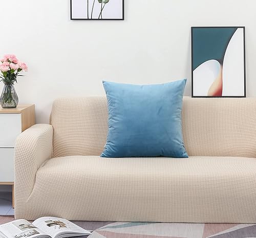 Miniatura 7 de TangDepot Juego de 2 fundas de almohada de terciopelo súper suaves, fundas de almohada europeas (24 x 24 pulgadas, 2 piezas, A02 azul)