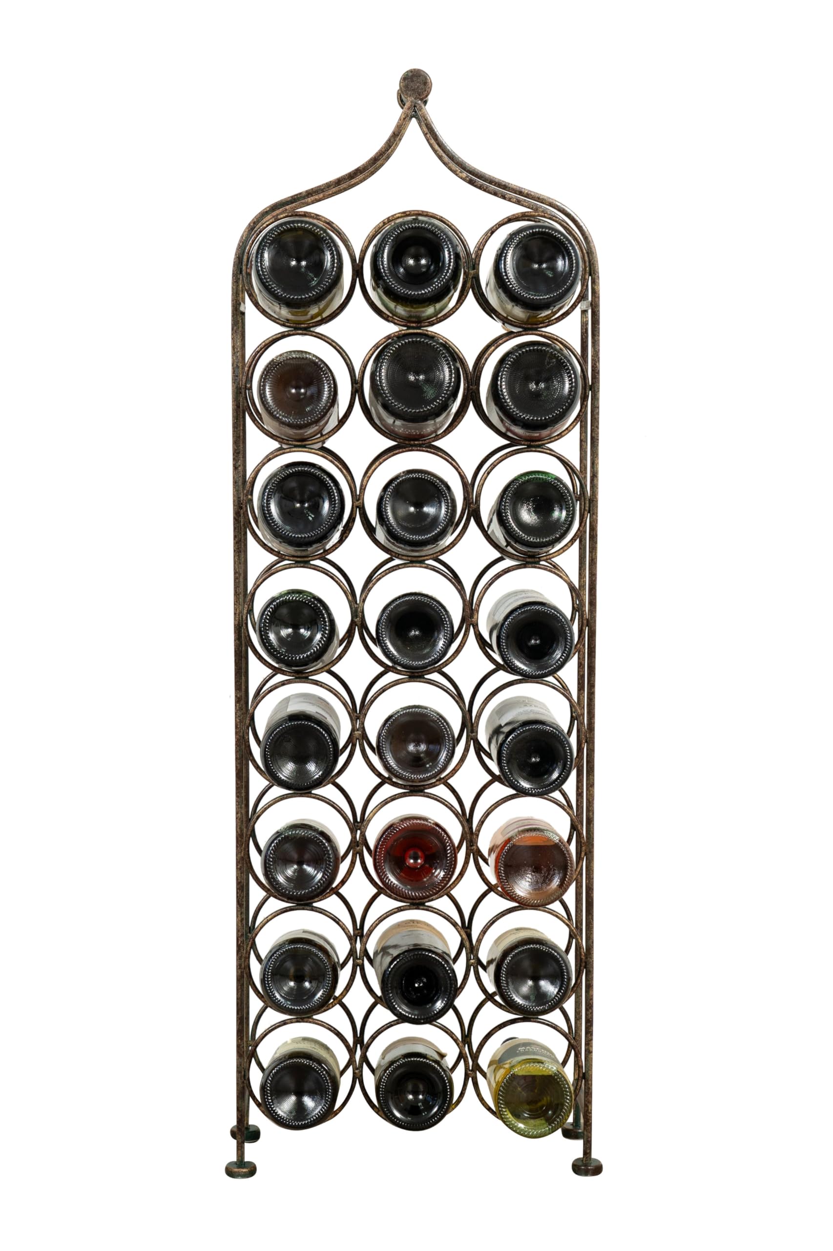 Biscottini Portabottiglie Vino in Ferro Battuto Finitura Nera anticata 36x16x106 - Porta Bottiglie Vino in Metallo - Cantinetta Vino 24 Bottiglie - Portabottiglie Cucina Bar - Portavini - Espositore