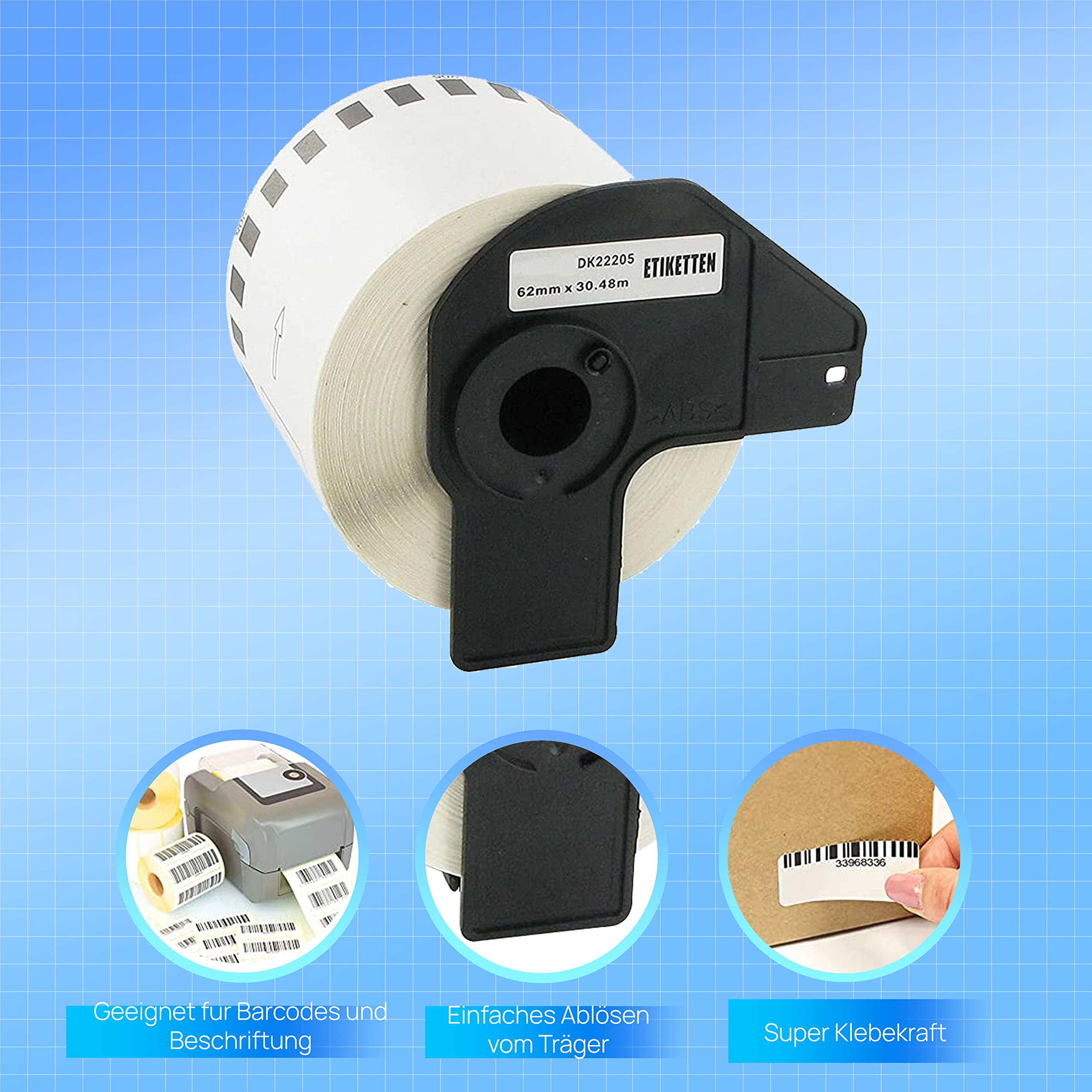 Bubprint Kompatibel 2 Etiketten als Ersatz für Brother DK-22205 für P-Touch QL-1110NWB QL800 QL700 QL570 QL-820NWB QL-810W QL710 QL600 QL500 QL1100 QL710W QL720NW QL560 QL1050 QL1060 QL550