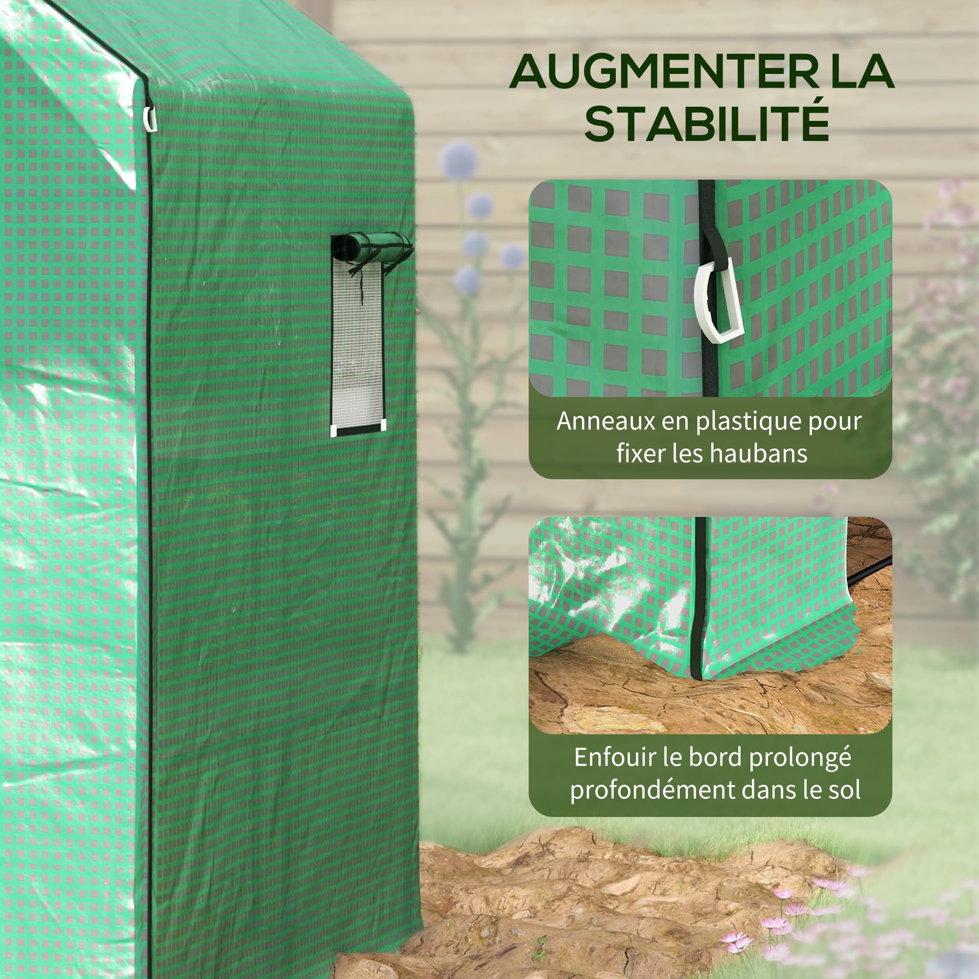 Outsunny Bâche de Remplacement pour Serre de Jardin 140 x 143 x 190 cm Anti-UV Vert