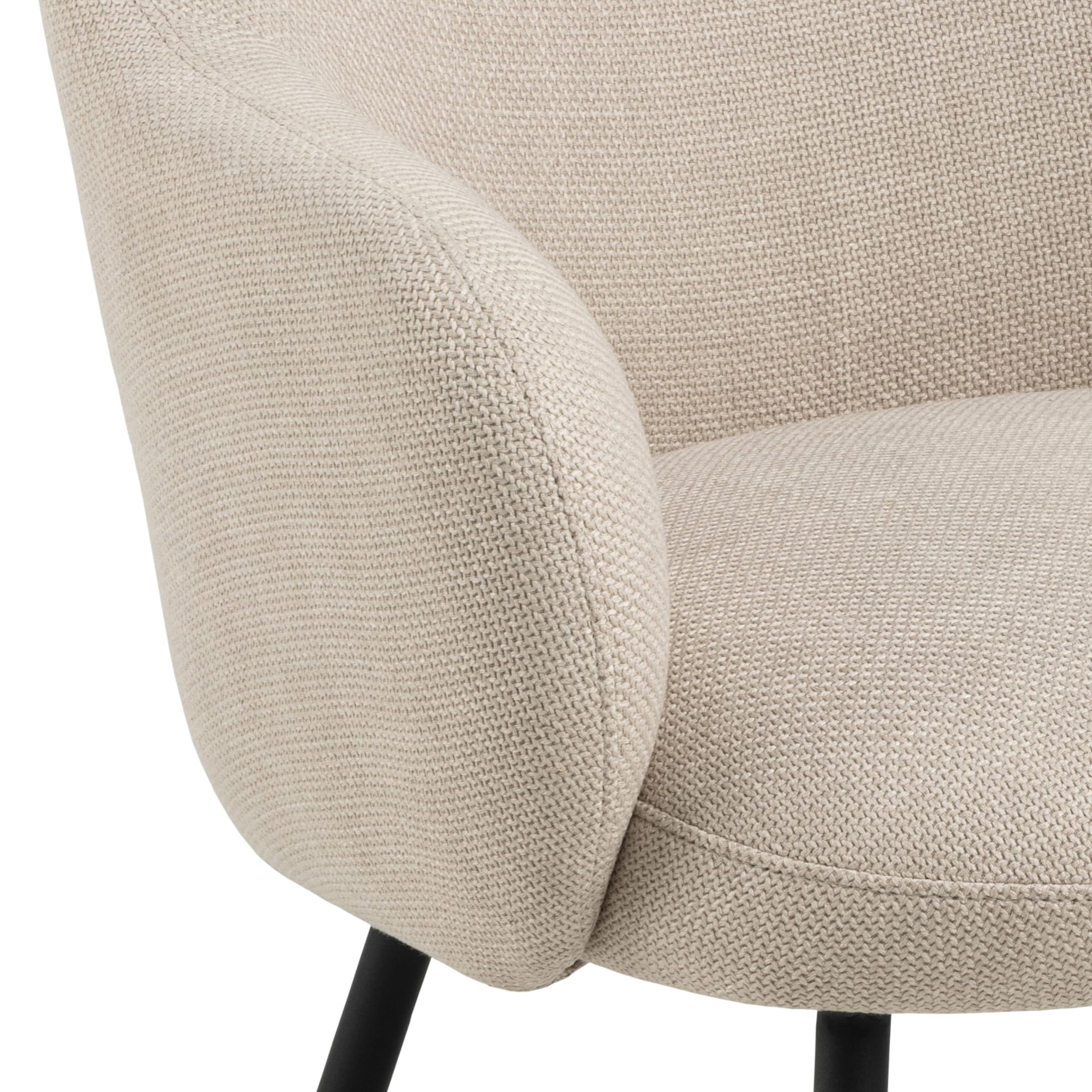 AC Design Furniture Olivia - Sedia lounge Basilea in tessuto beige 24, struttura in acciaio verniciato a polvere, 70 x 75 x 75 cm