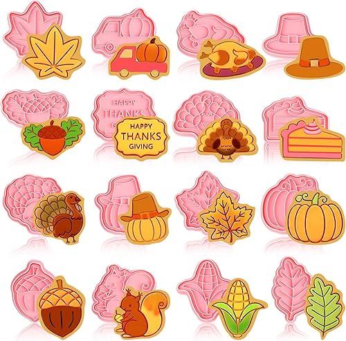 Jspupifip Juego de 16 cortadores de galletas de dinosaurio, sellos de émbolo de galletas de dinosaurio 3D, moldes de prensa divertidos de animales