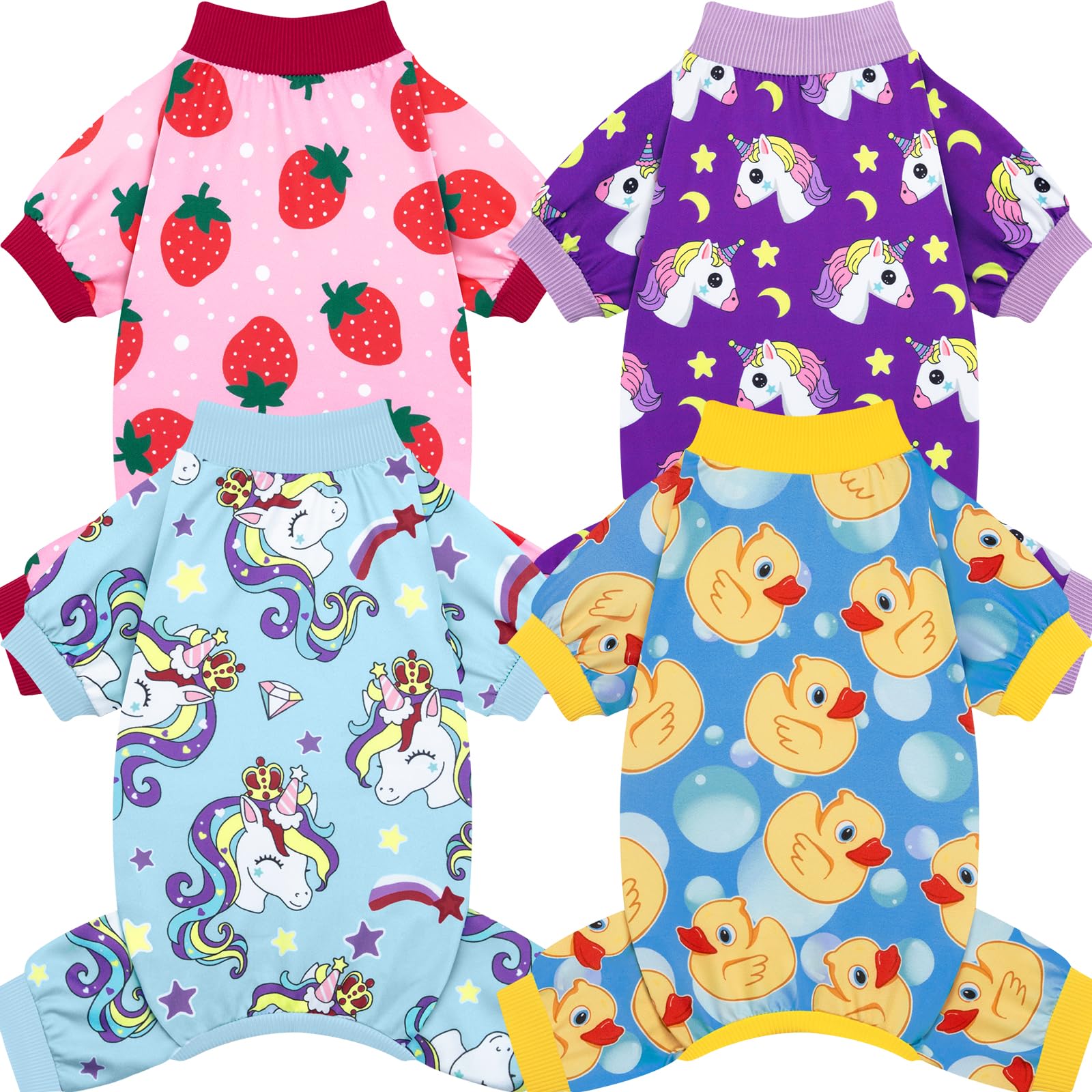 XPUDAC Pijamas de perro de 4 piezas para perros pequeños, ropa de cachorro, trajes para perrito, camisas de Navidad, pijamas para mascotas, gatos, pijamas, XL