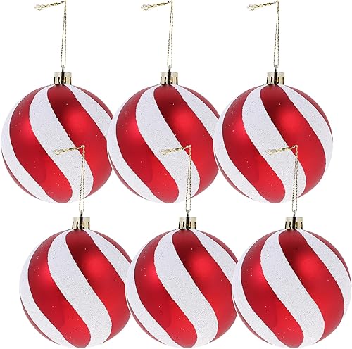 LUOZZY 6 adornos de bolas de Navidad, bolas de pintura para árbol de Navidad, decoraciones de árbol de Navidad para decoraciones de fiesta de