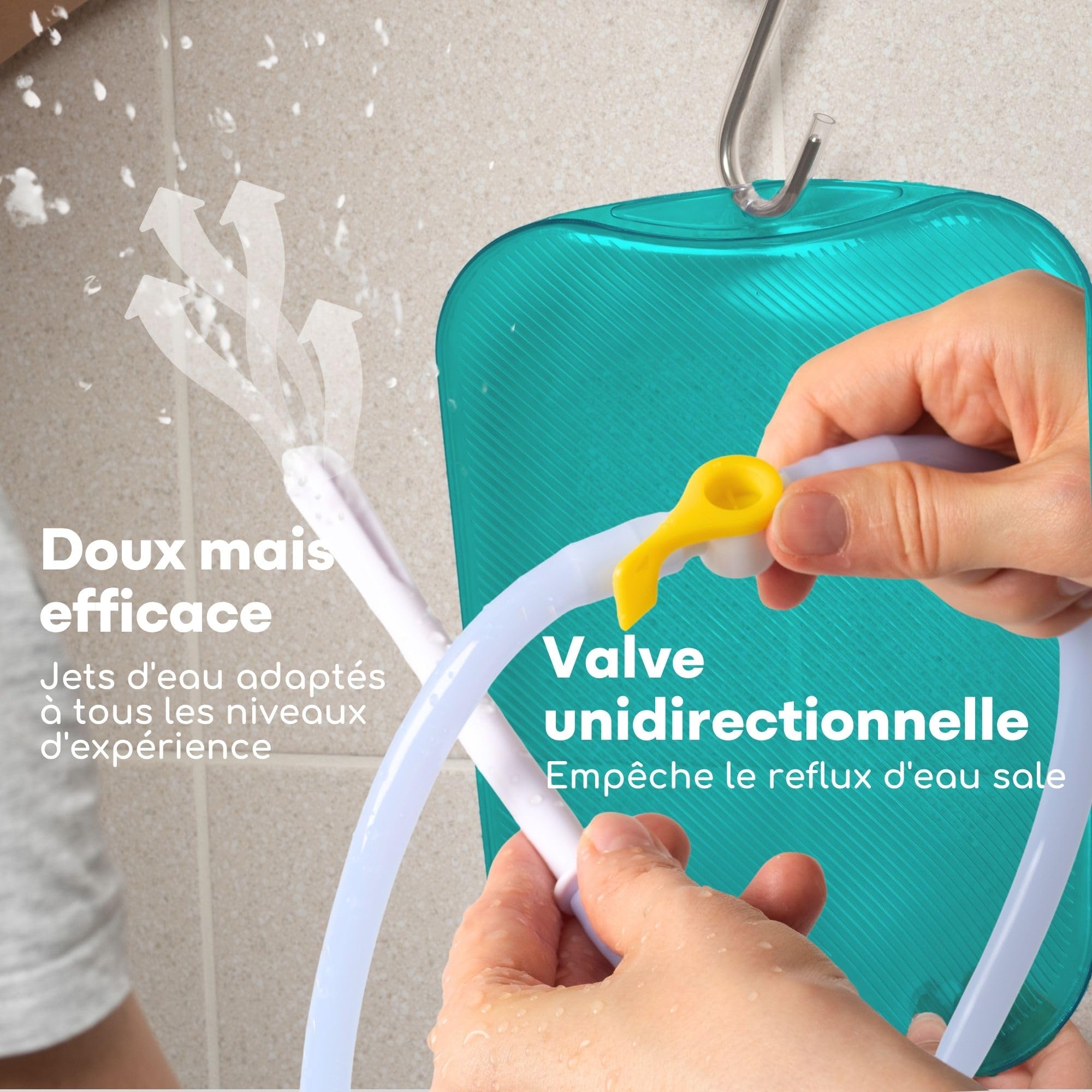 Medi Grade Trousse Lavement Intestinal Qualité à Domicile 2 Litres, Turquoise – Kit Lavement Colon – Enema Kit Comprend une Poche Lavement Réutilisable Accessoires Instructions Sac de Transport