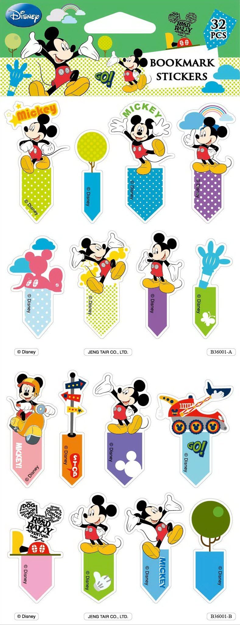 Disney Bookmark memo Flag Index tag Sticky Notes 96 Stickers (Mix 3-Pack/ 32pc per Pack) (Mickey Mouse/Classic Mickey Mouse/Minnie)