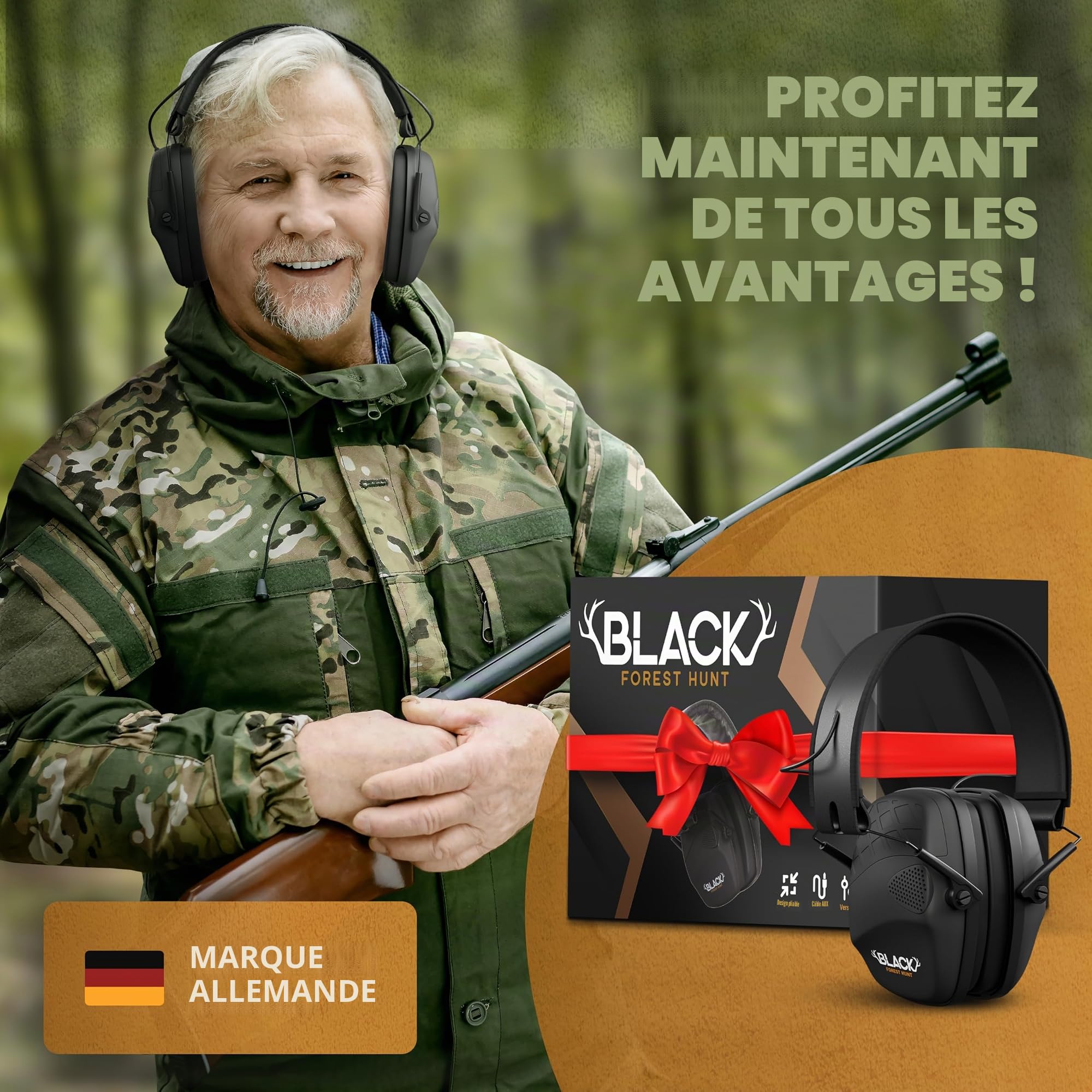 Protection auditive active - Réduction du bruit 82 dB - Réduction de bruit 5 fois avec microphones directionnels - Entrée audio - Casque pliable
