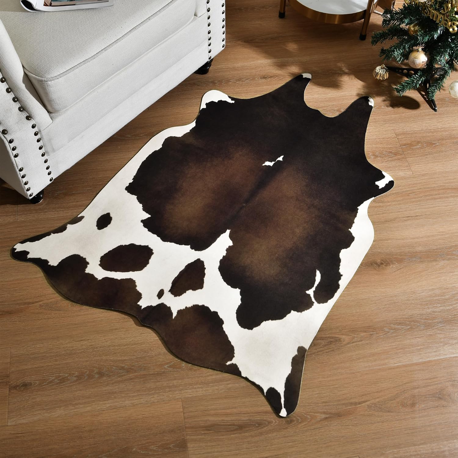 Premium Cowhide Rug 3 x 4 Feet,Western Decor Faux Cowhide,Thickened Cow Print,Cow Rug for Bedroom Living Room Home Office Decor