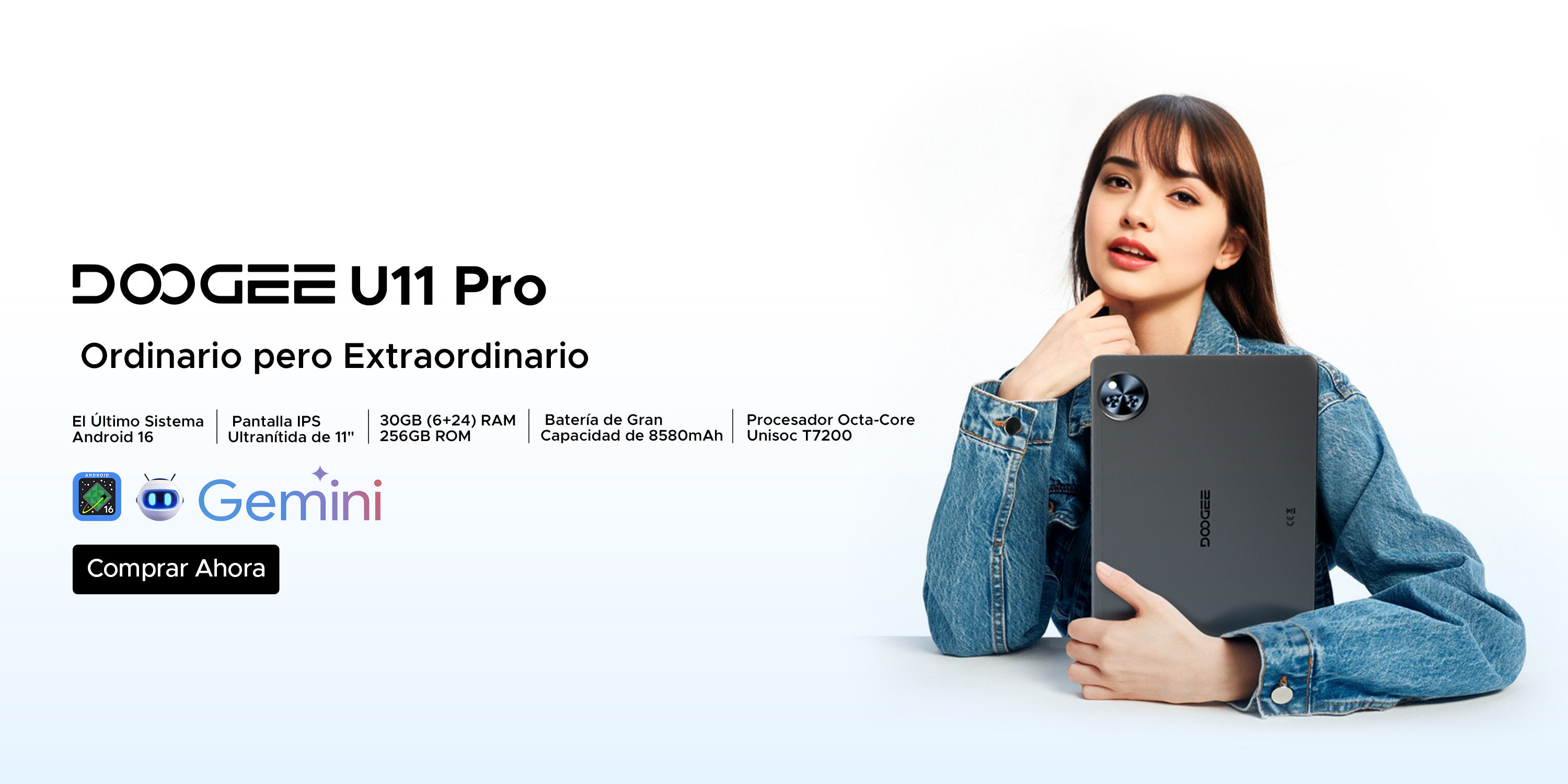 DOOGEE U11 Pro Android 16 Tablet 11 Pulgadas, 30GB RAM+256GB ROM