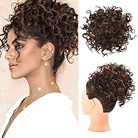 Vista 11 de HOOJIH Moño de pelo rizado, moño desordenado, pieza de pelo elástico con cordón grande, extensión completa, extensión corta de cola de caballo