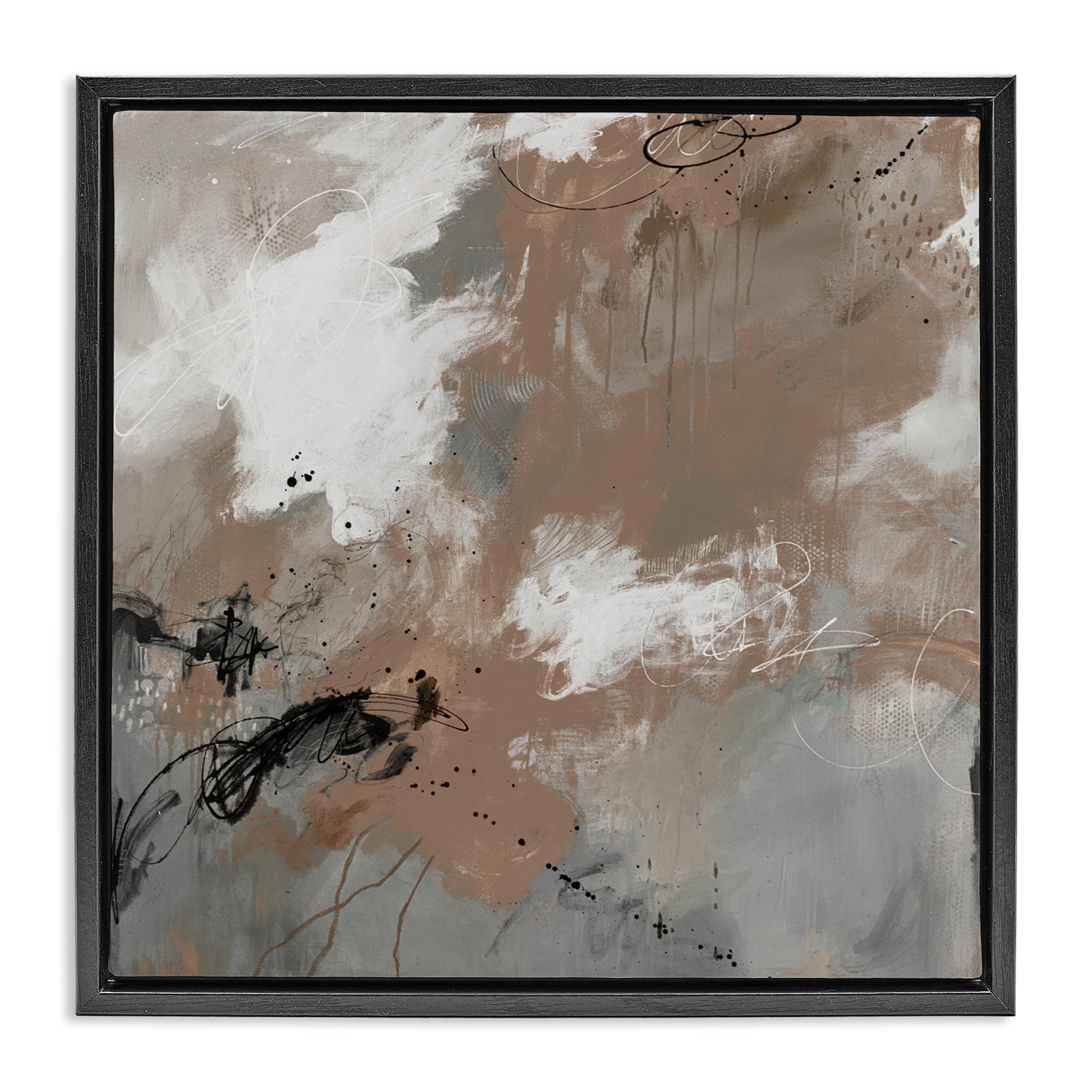 Stupell Industries Southwestern Brushwork Movement 'Brown & Grey Brushwork'| Floating Frame Canvas Art