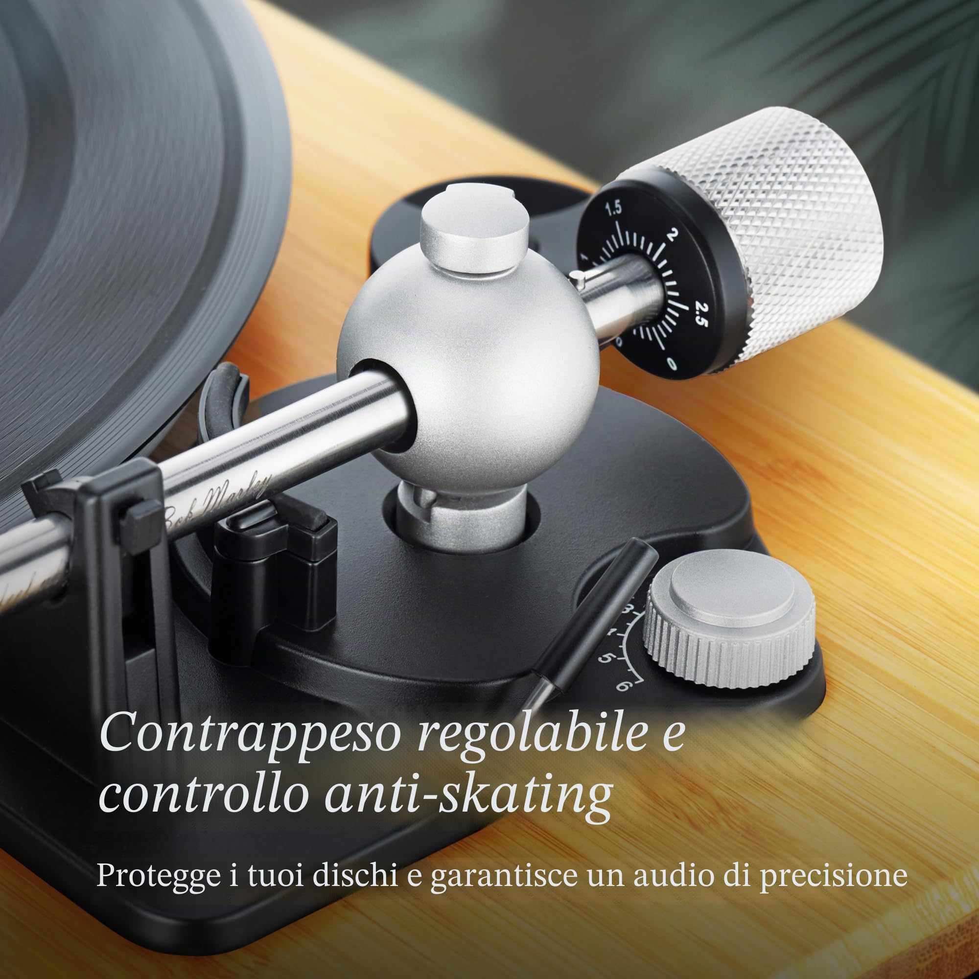 House of Marley Stir It Up Wireless 2 Giradischi con Casse 10W - Bambù | Bluetooth, Giradischi Vinili dal Design Responsabile con Testina Audio-Technica