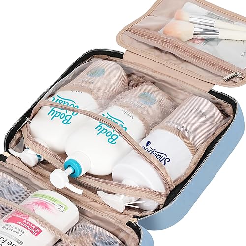 Miniatura 76 de NISHEL Neceser de viaje para mujer, organizador colgante y portátil para champú de tamaño completo, acondicionador, juego de cepillos y accesorios