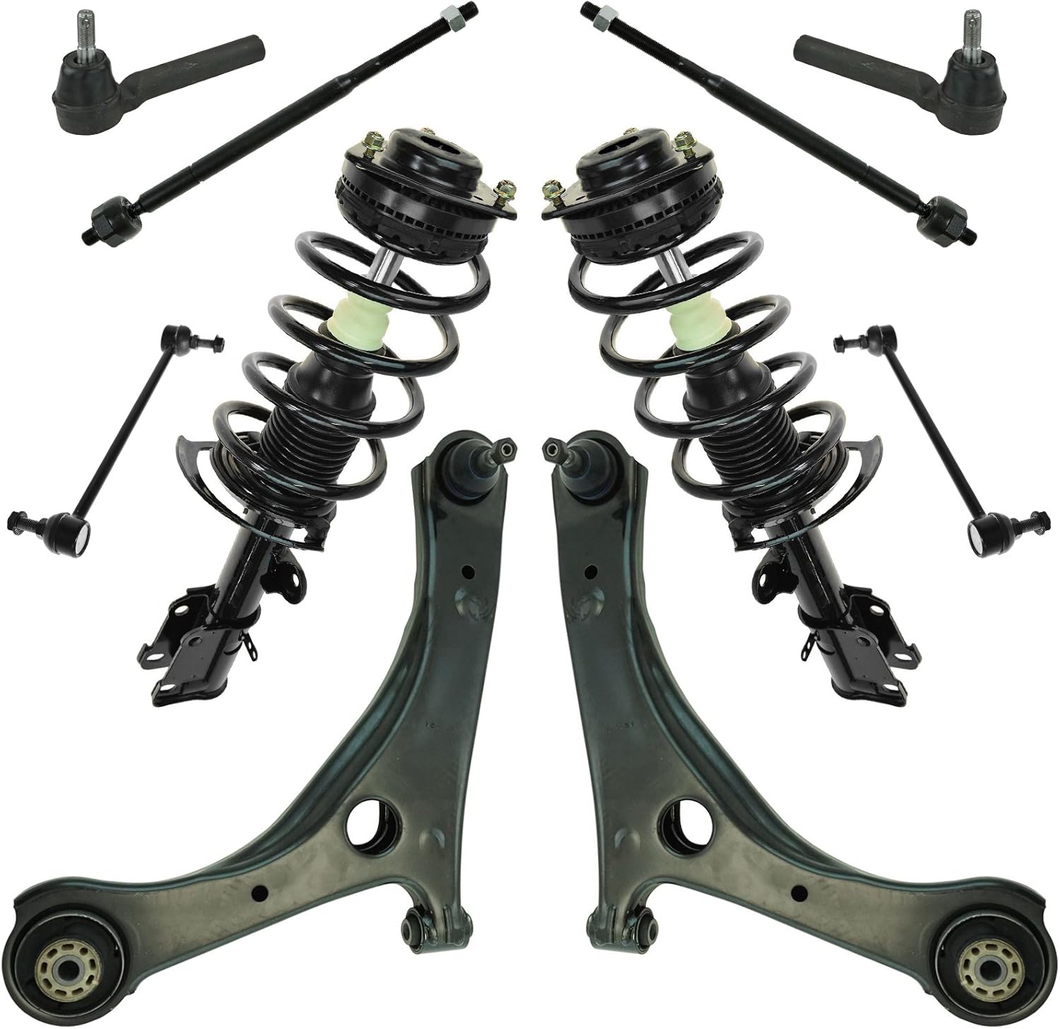 Strut Coil Spring Control Arm Tie Rod Kit for Dodge Grand Caravan 08-10 Front End - 10pcs