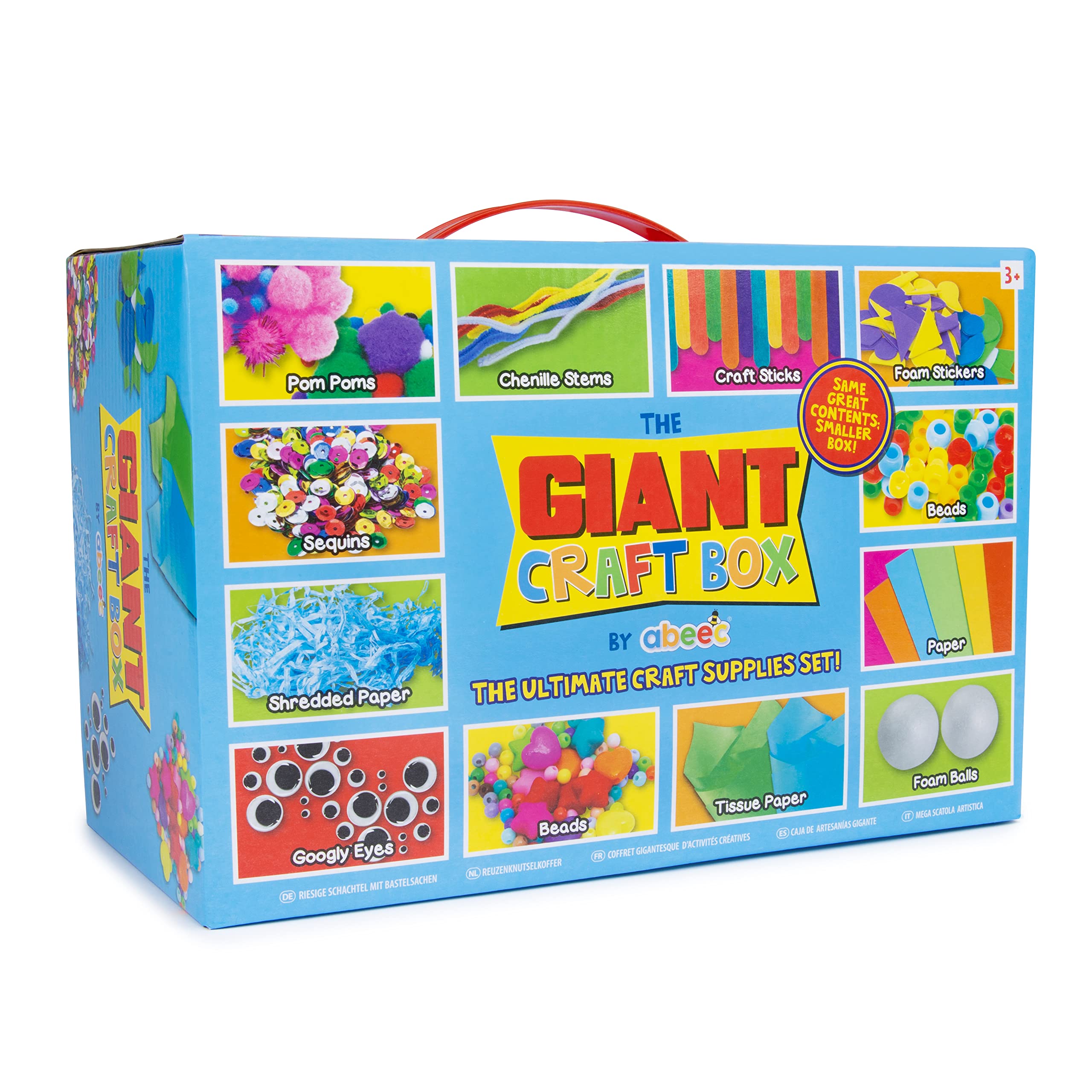 abeec Giant Craft Kit for Kids | 1000+ Piece Art & Craft Supplies Box | DIY Arts Set with Pom Poms, Beads, Stickers & More | Creative Activities for Boys & Girls | Gift for Ages 5+