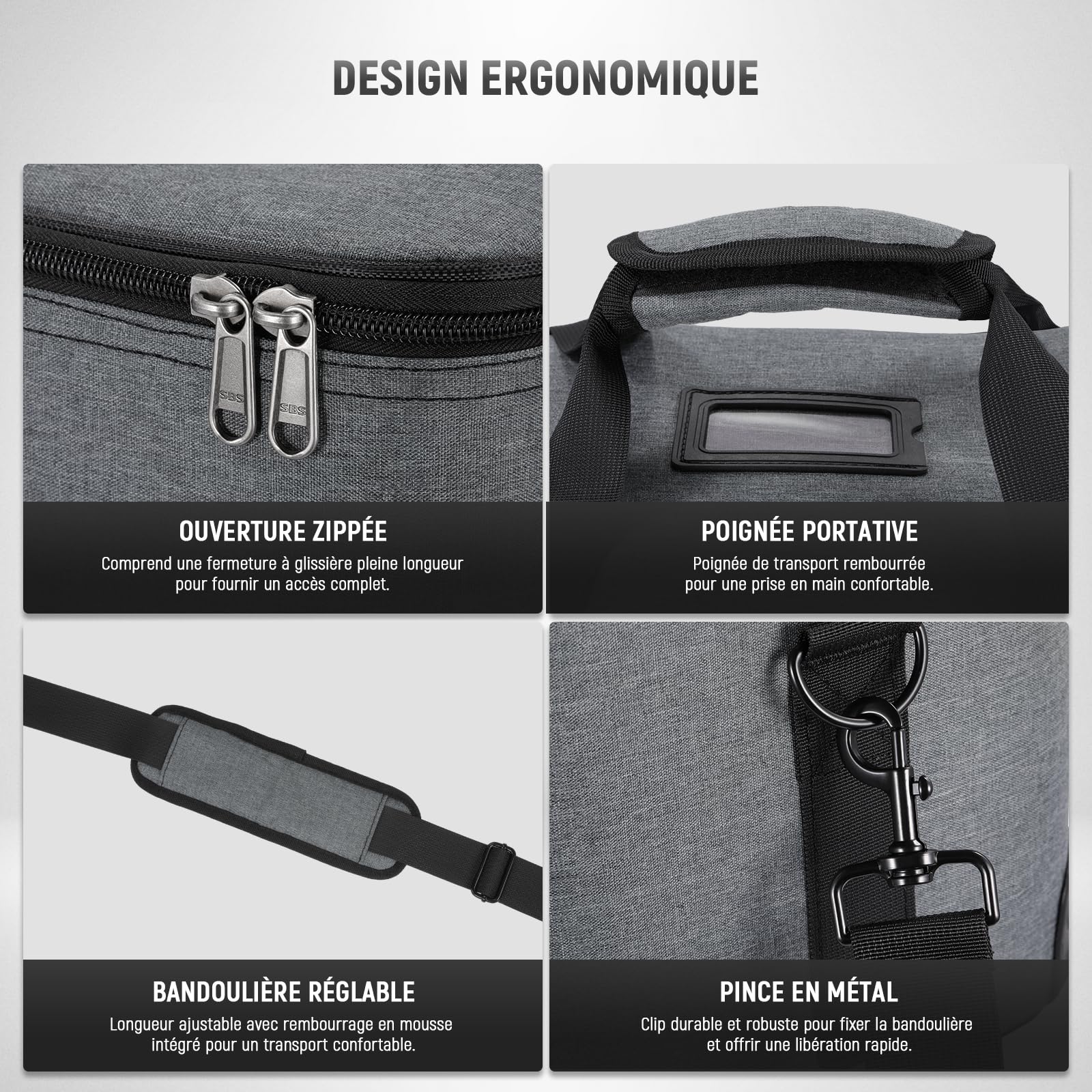 NEEWER Sac de Transport avec Bandoulière,Mousse Mobile Rembourrée pour Studio Light CB300B CB200B FS150B CB100C CB60B RGB CB60 MS60B MS60C MS150B Vision 4 ML300 Support de Trépied 52 cm, PB6