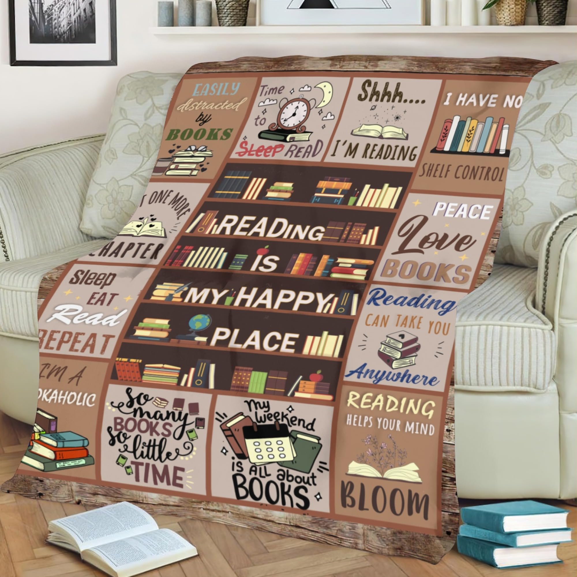 Books Give A Soul To The Universe Coperta da lettura per gli amanti dei libri, idea regalo per bibliotecari, regalo di laurea, regalo di compleanno