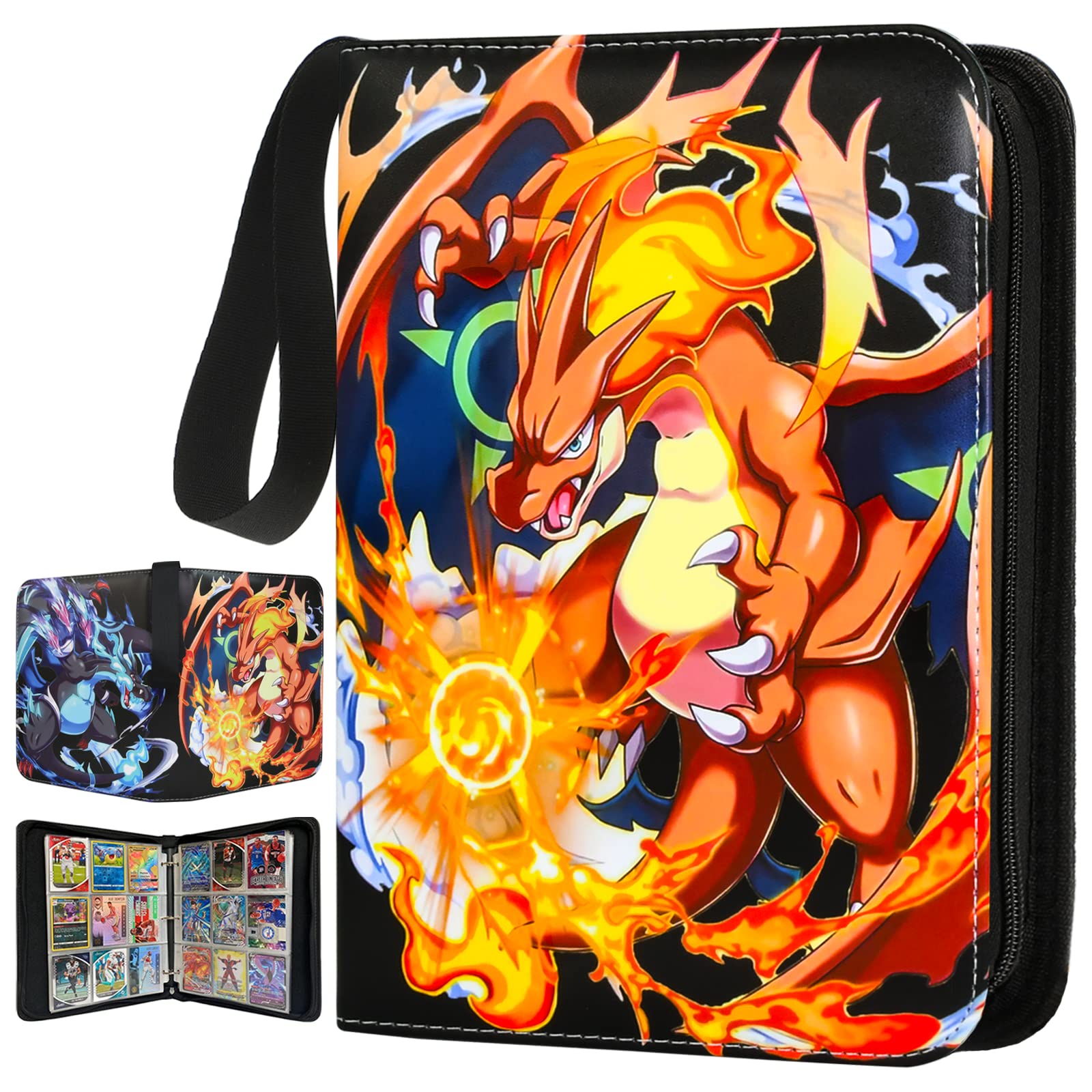 Card Binder for Pokemon Cards Holder 9-Pocket, Trading Card Games Collection Binder Case Book Fits 900 Cards With 50 Removable Sleeves Display Storage Carrying Case for TCG