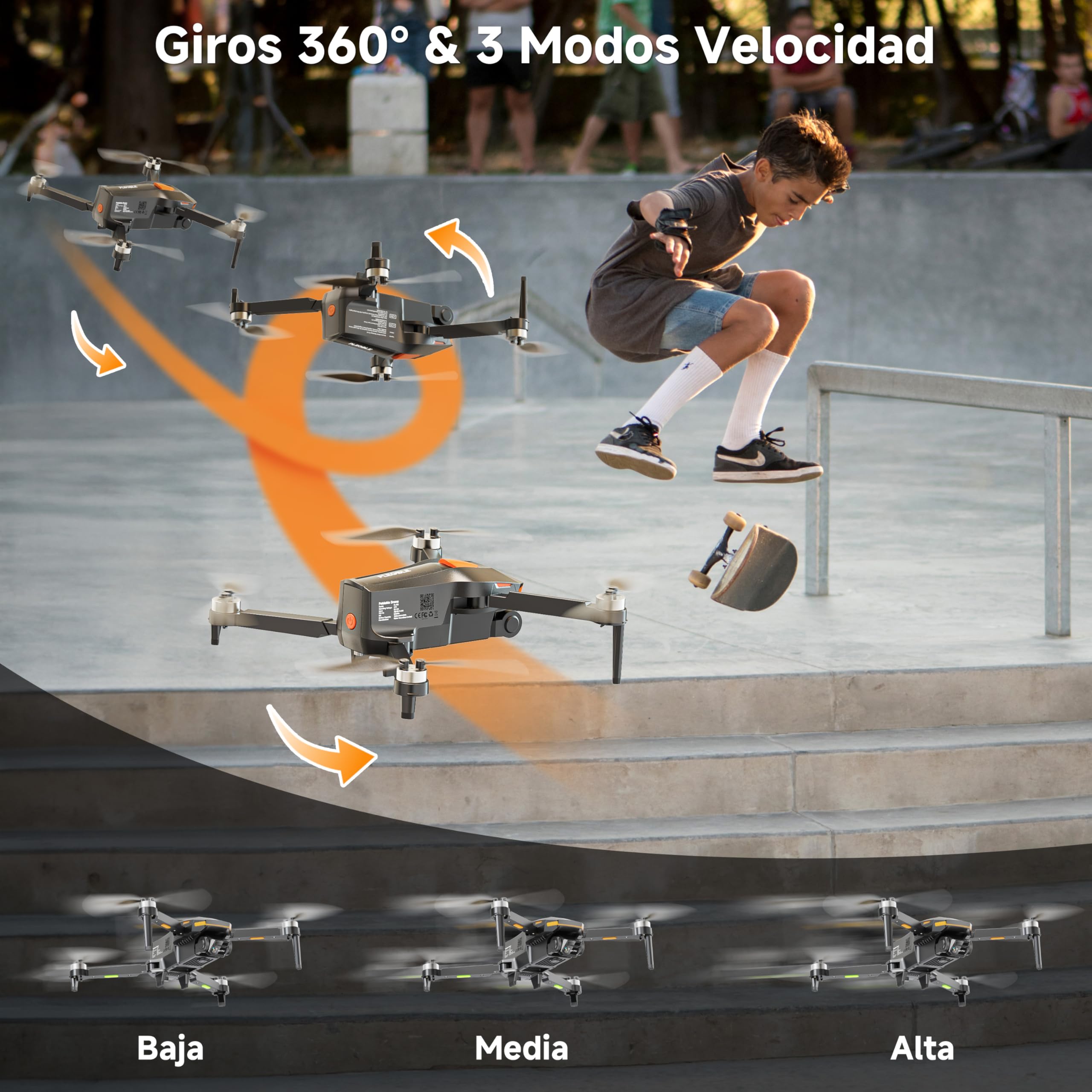 PLEGBLE Drone con Cámara para Niños y Adultos, Motor sin Escobillas, Mini Dron FPV RC con WiFi, Vuelo Acrobático 3D, Modo sin Cabeza, Trayectoria de Vuelo, Juguete y Regalo para Principiantes y Niños