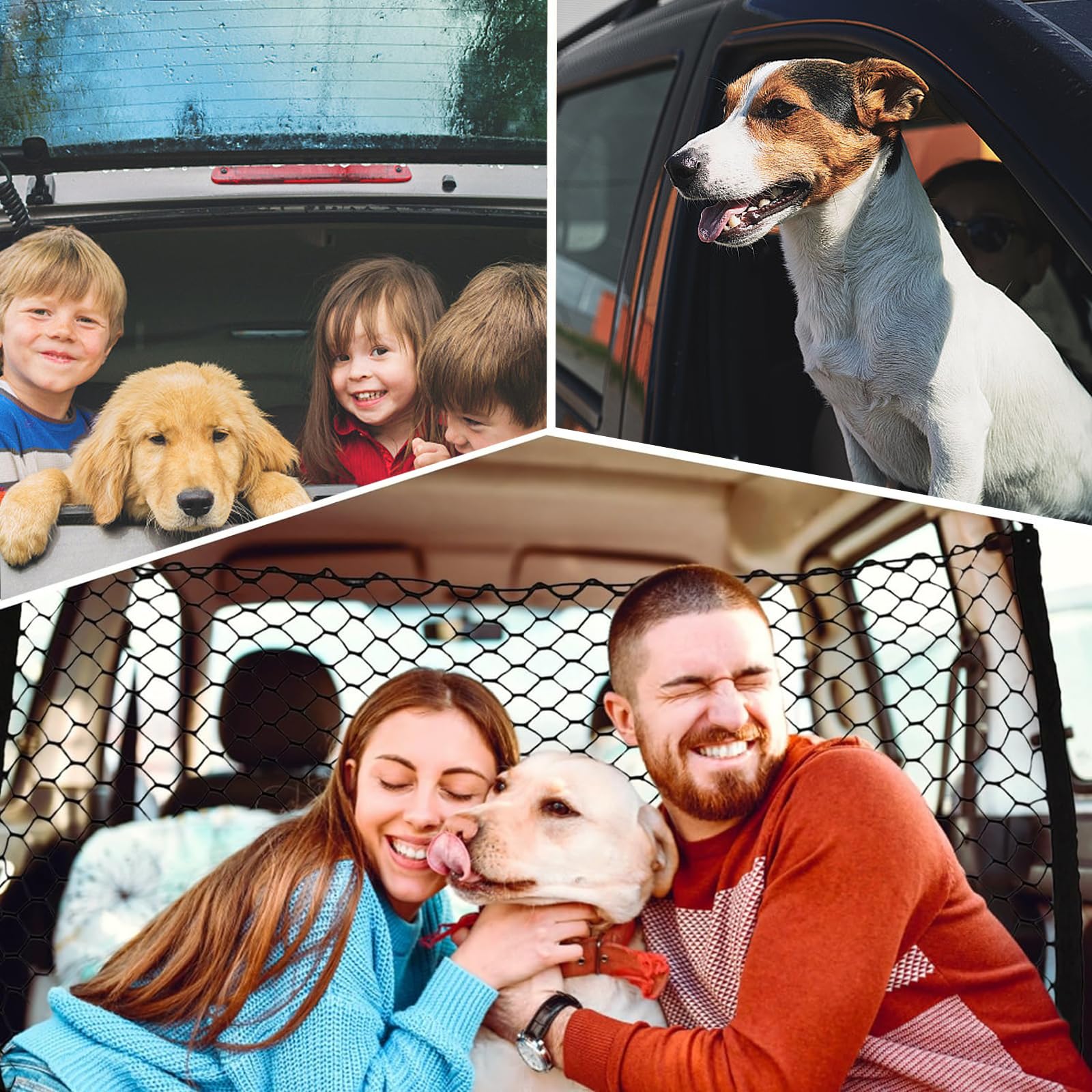 Sporgo Rete di Recinzione per Cani: Griglia per Auto e Bagagliaio, Barriera di Isolamento Auto Regolabile, Rete di Sicurezza per Cani, Griglia Divisoria per Bagagliaio per Cani con 4 Ganci, 120x90cm