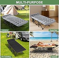 Vista 7 de ABORON Cama de invitados plegable resistente para adultos, capacidad de 500 libras, cuna extra portátil con doble capa 1201D, ideal para estancias