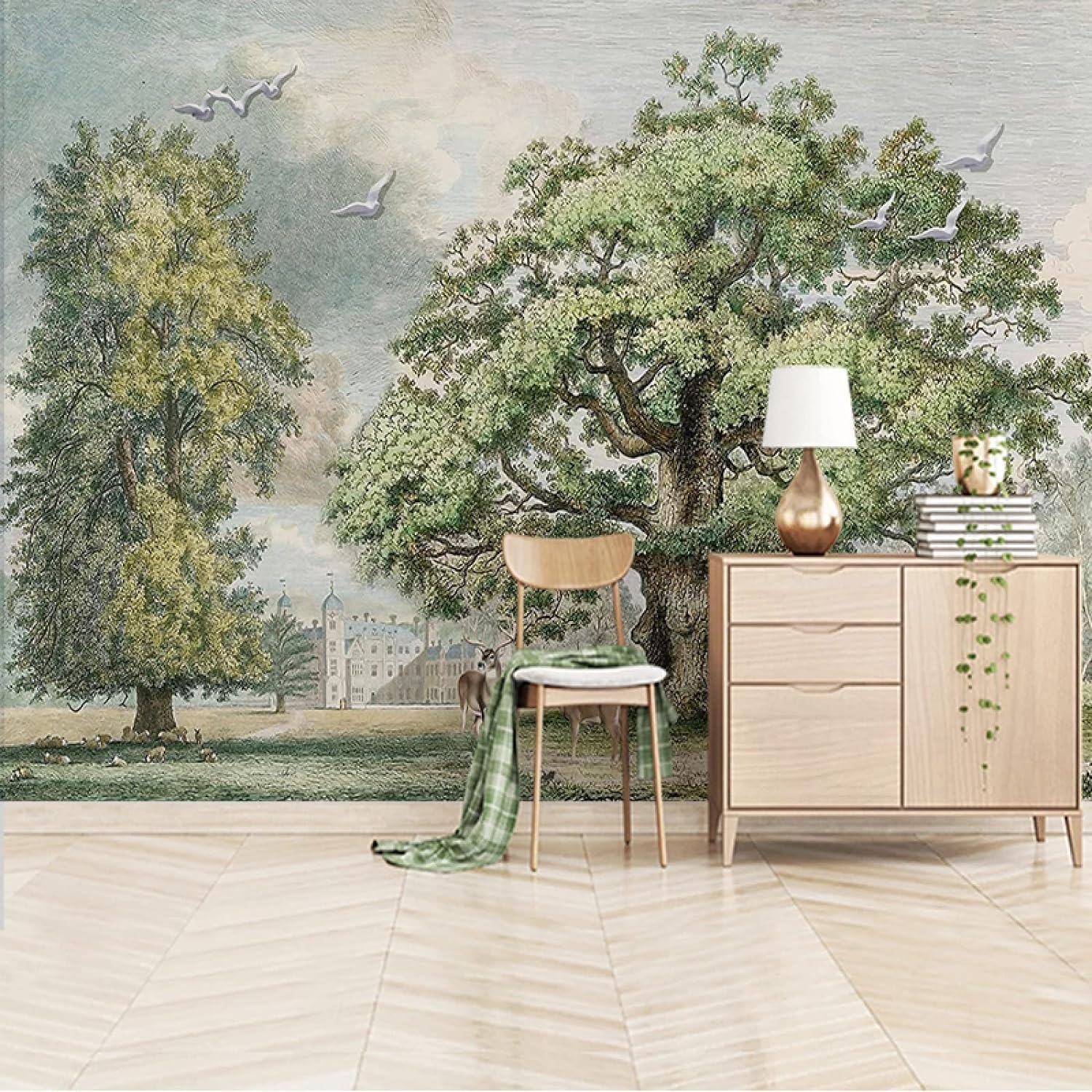 Carta Da Parati 3D Paesaggio Degli Alberi Delle Piante Fotomurali Soggiorno Tv Divano Tema Hotel Sfondo Di Lusso Pittura Murale Decorazioni Per La Casa Peel And Stick Wall Art Poster Da P-378261991843