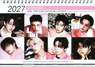 スキズ グッズ 卓上 カレンダー (写真集) 2026~2027年 (2年分) + ステッカーシール [12点セット] K-POP