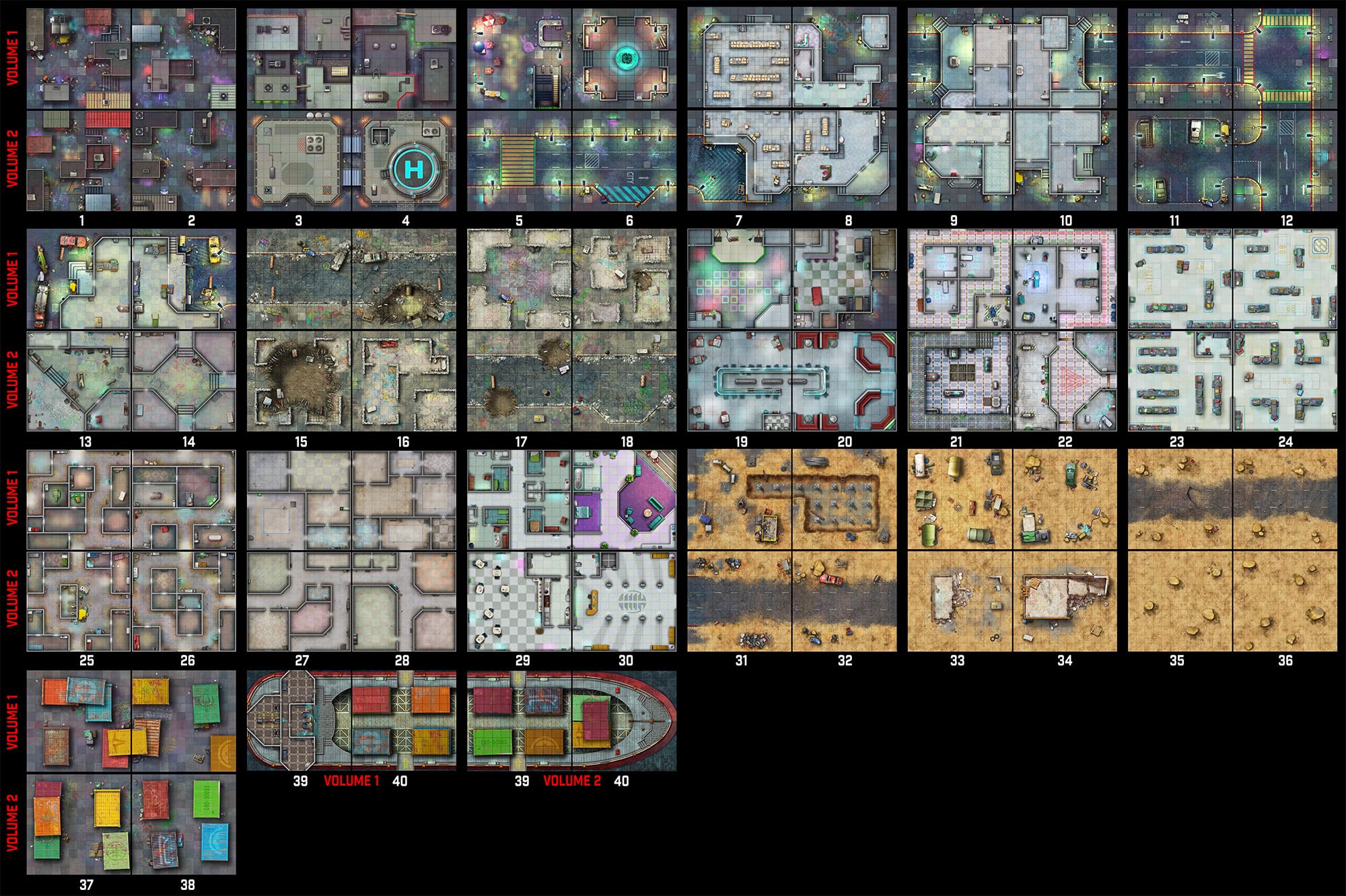 Loke Battlemats | The Cyberpunk Set: Books of Battle Mats & Tokens for Cyberpunk RED | Battle Mat for Roleplaying Games