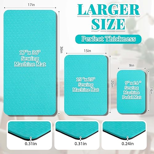 Miniatura 43 de 3 tapetes silenciadores para máquina de coser, tapete para máquina de coser, almohadilla de goma antideslizante que se mantiene en su lugar para Rosa