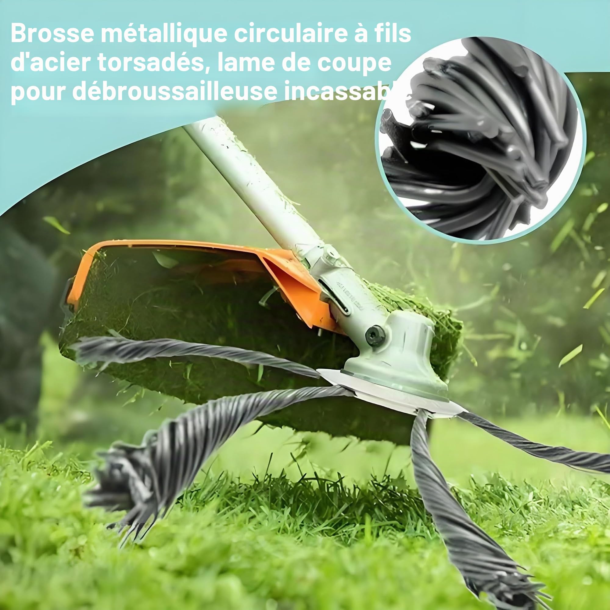 Lot de 2 Têtes de Débroussailleuse en Fil d'acier, Lame Nouée de 230 mm, Remplacement Universel pour Tondeuse Diesel, avec Vis de Montage pour Bordures de Pelouse, Dérouillage et Nettoyage