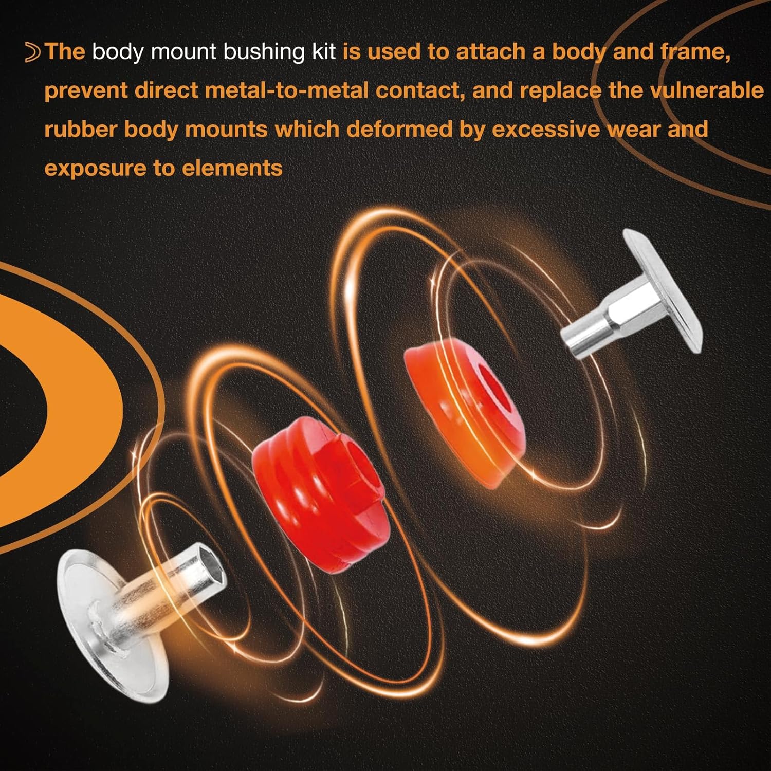 Body Mount Bushing Kit Compatible with Ford F250 F350 Super Duty 2008-2016 2WD 4WD Polyurethane Body Cab Mounts & Steel Sleeves & Hardware (Red) KF04060BK