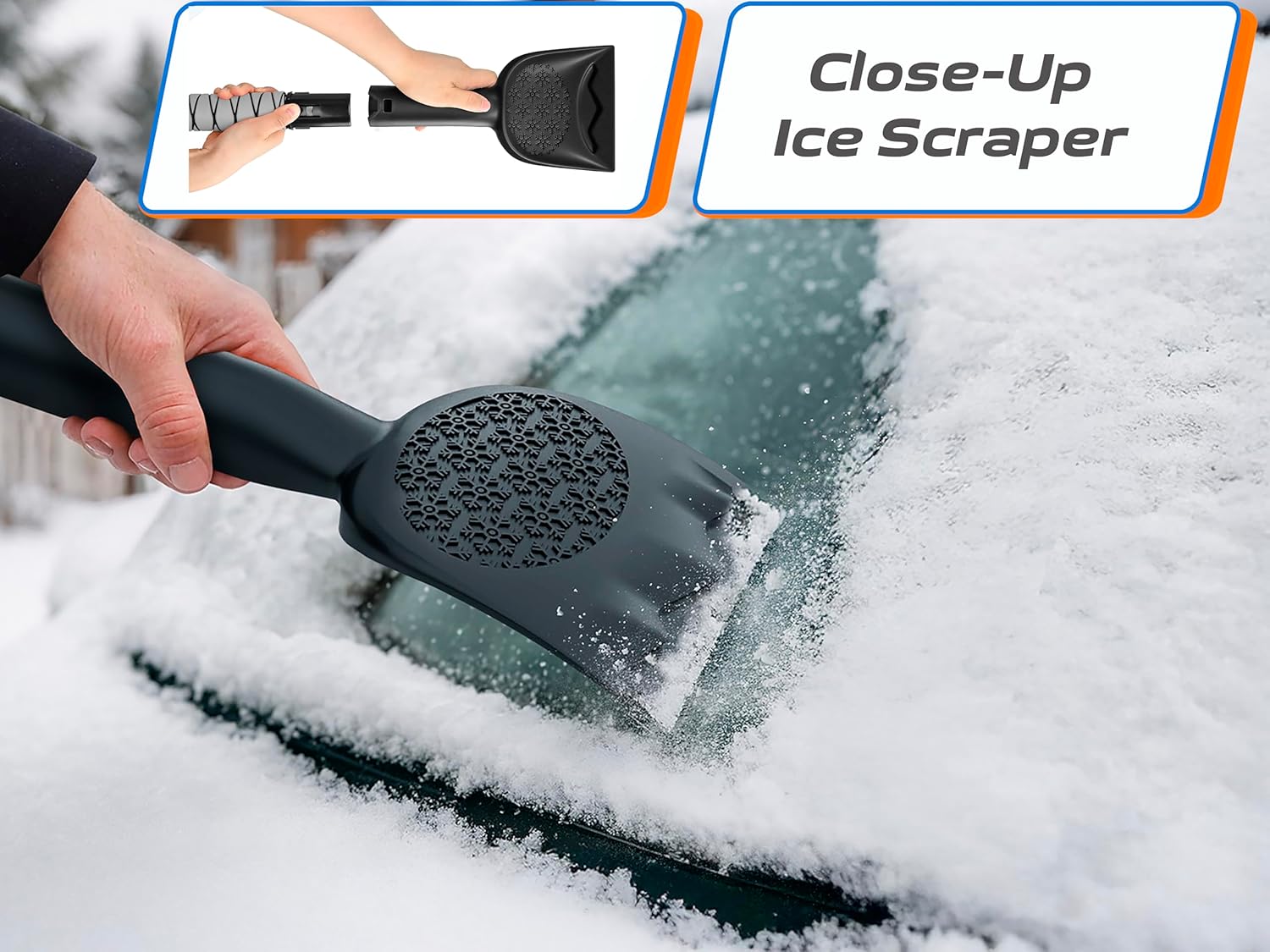 Trazon 42.4" Extendable Snow Brush & Mini Snow Shovel/Ice Scraper for Car Windshield with Foam Grip for Cars, SUV, Trucks, Detachable Сar Scraper, No Scratch, Heavy Duty Long Handle, Ice Remover