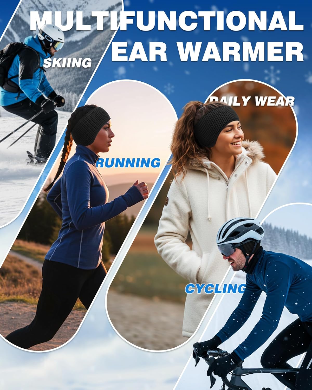 2 Pcs Winter Ear Warmers for Women Men Ear Cover Fleece Earmuff Running Headband for Cold Weather Running Cycling Ski(Black) - Image 5
